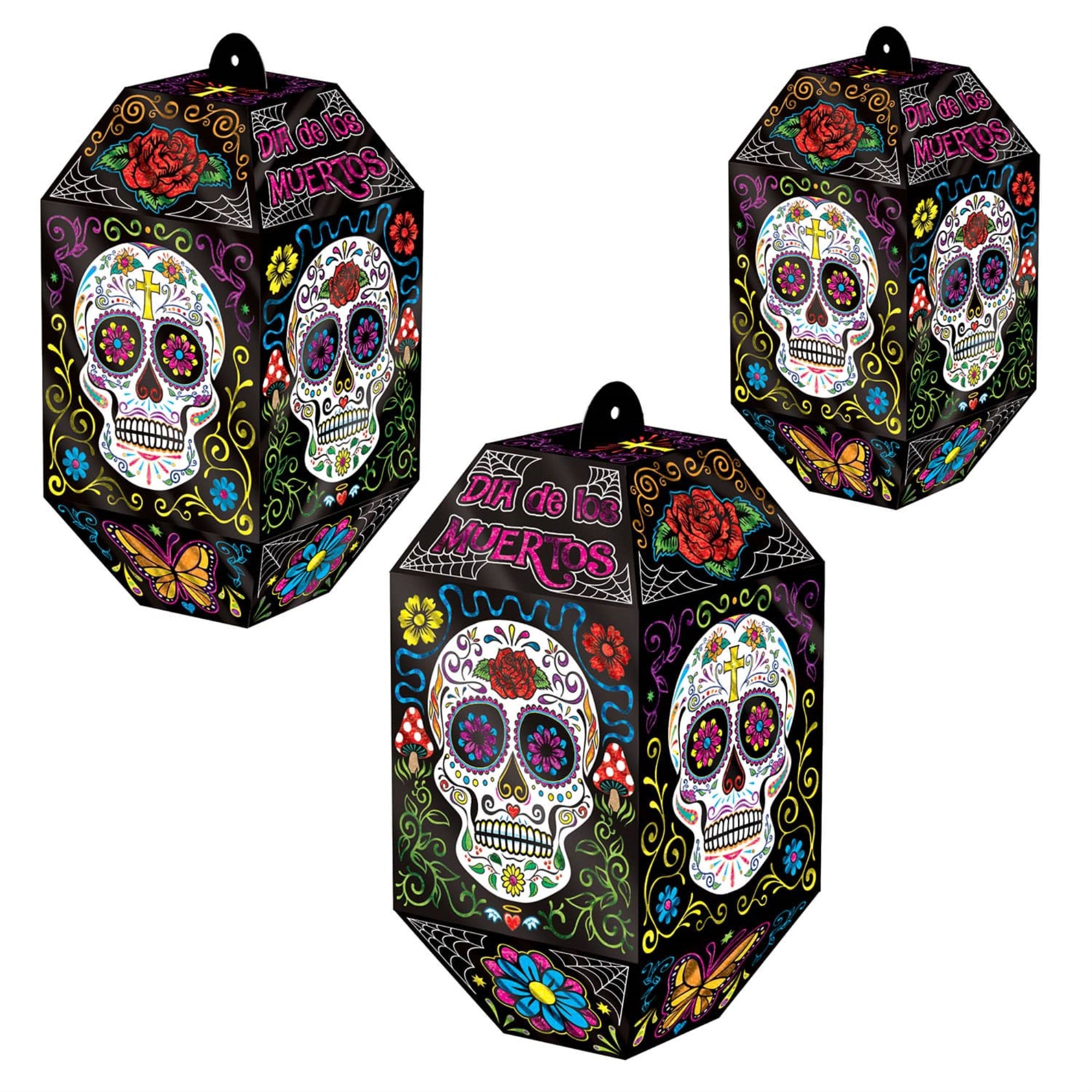 Foil Day Of The Dead Paper Lanterns, (Pack Of 12)