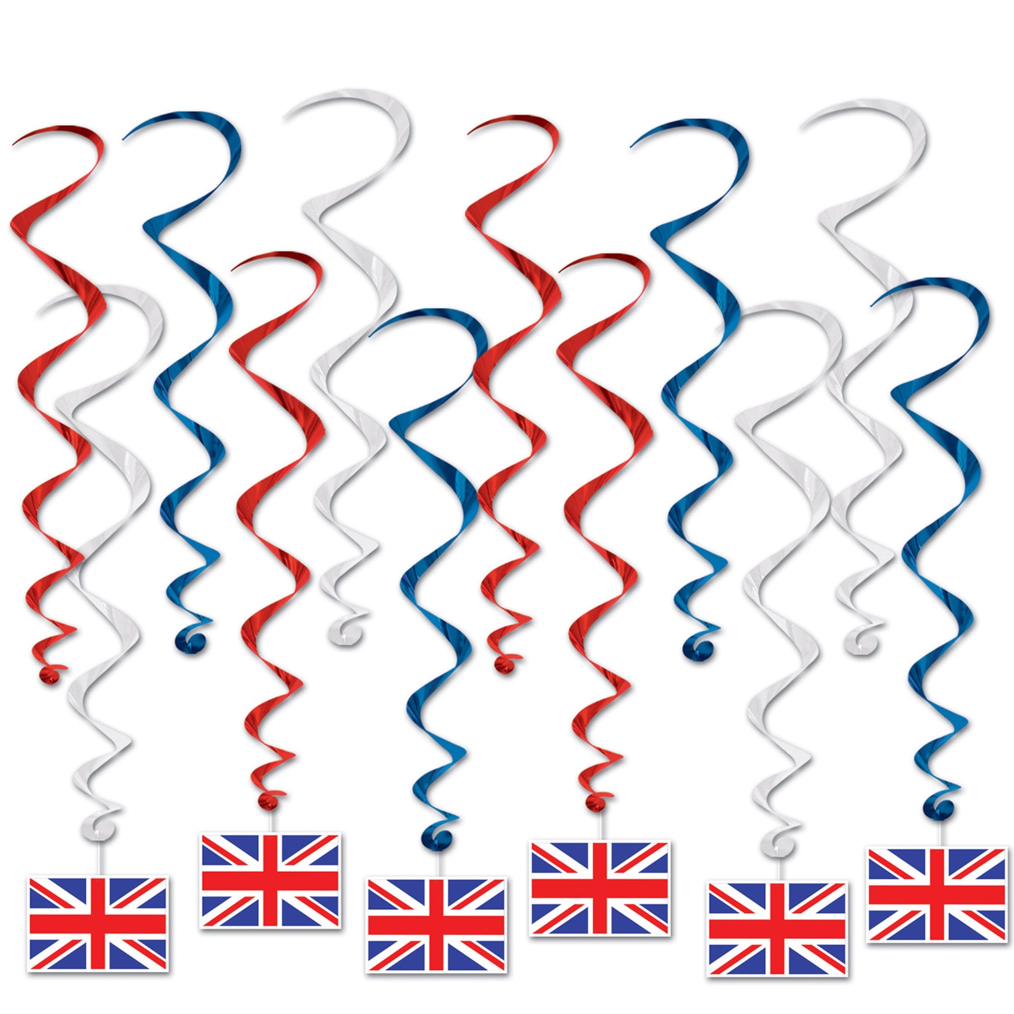 British Flag Whirls, (Pack Of 6)