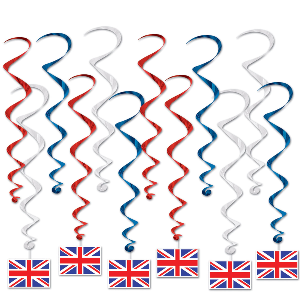 British Flag Whirls, (Pack Of 6)