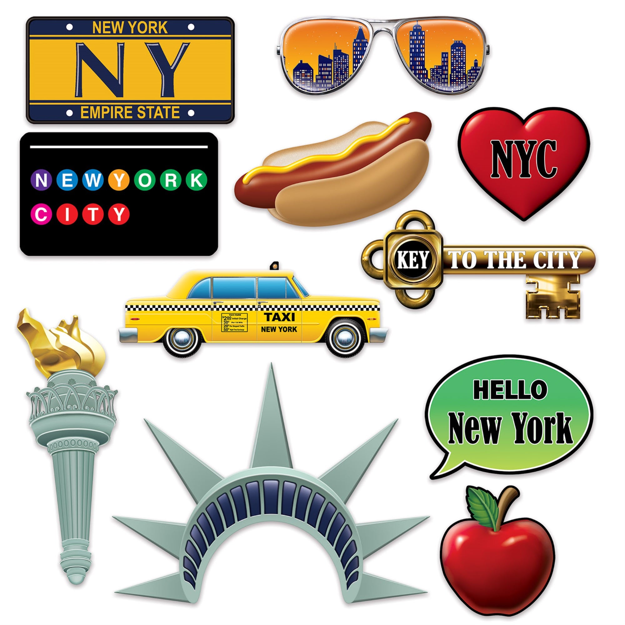 New York City Photo Fun Signs, (Pack Of 12)