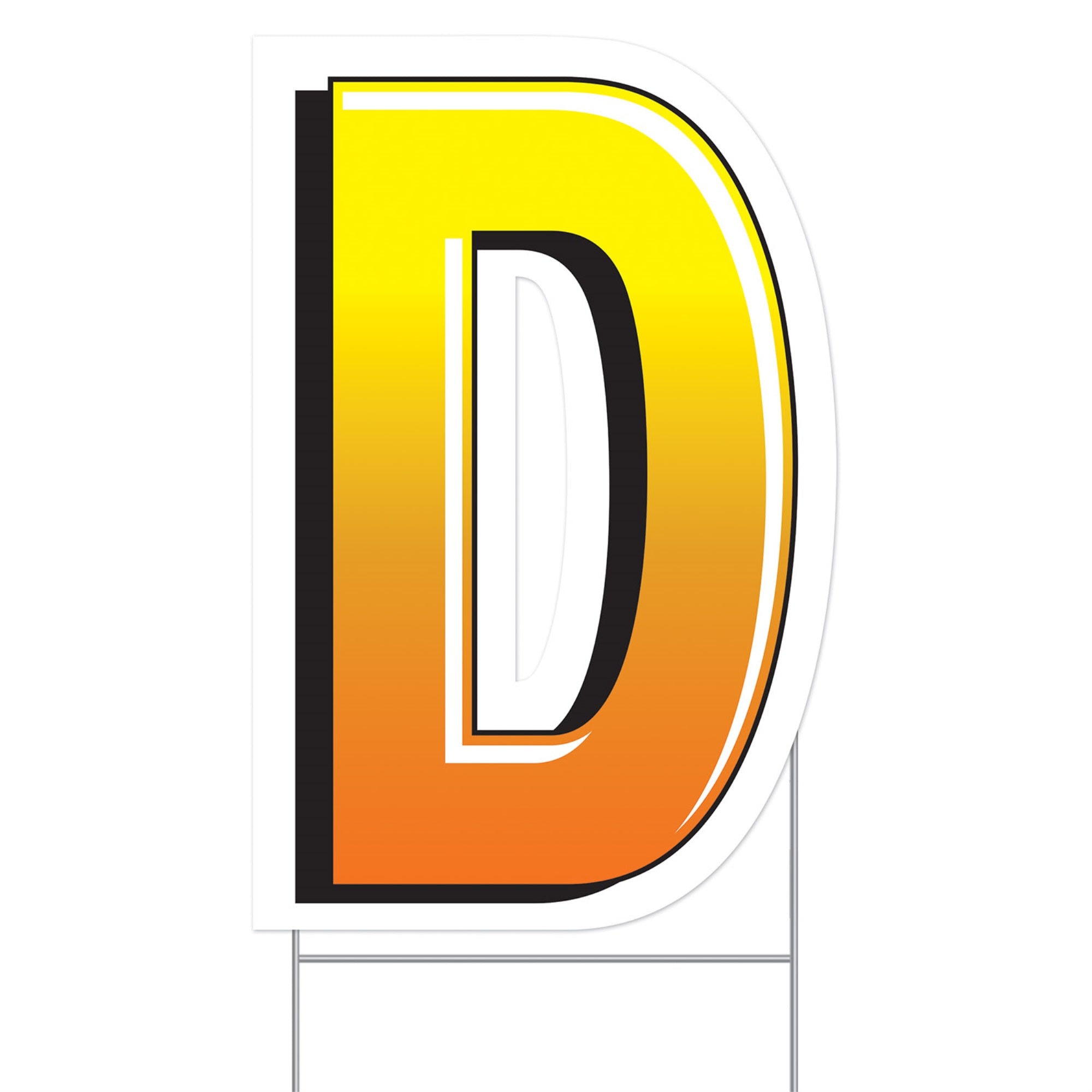Plastic  D  Yard Sign, (Pack Of 3)