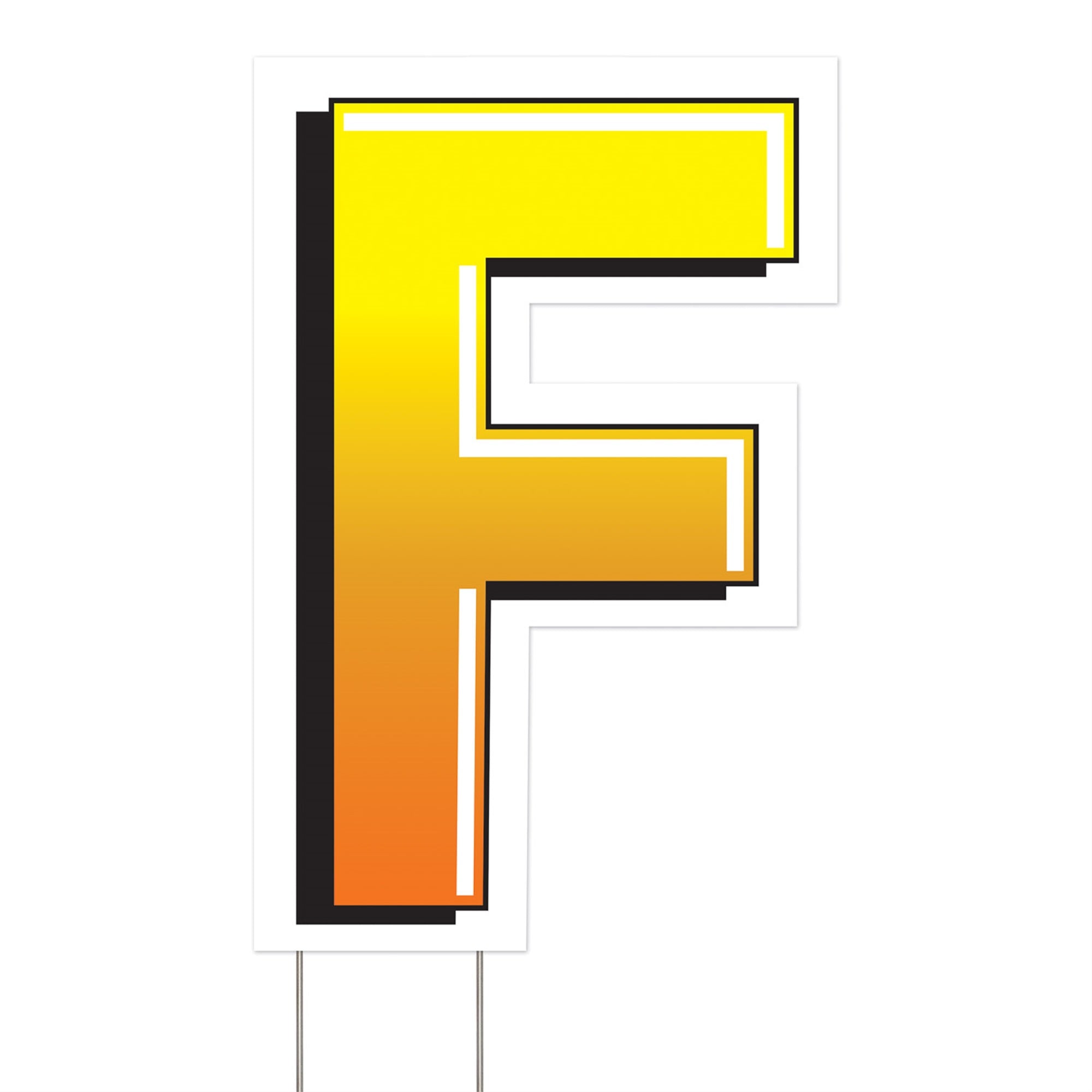 Plastic  F  Yard Sign, (Pack Of 3)
