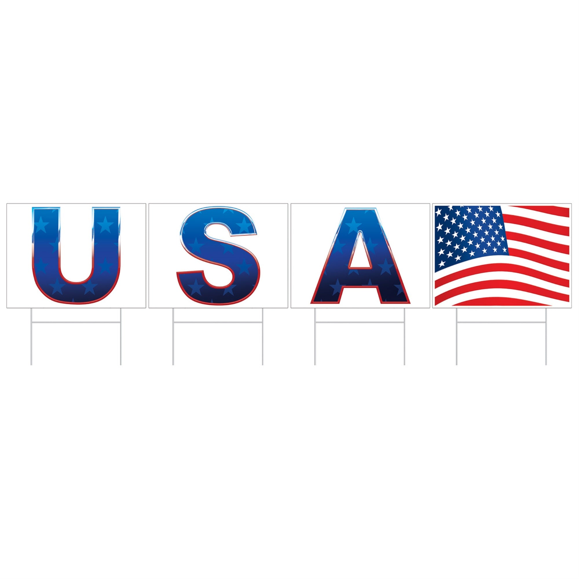 Plastic Usa Yard Sign, (Pack Of 6)