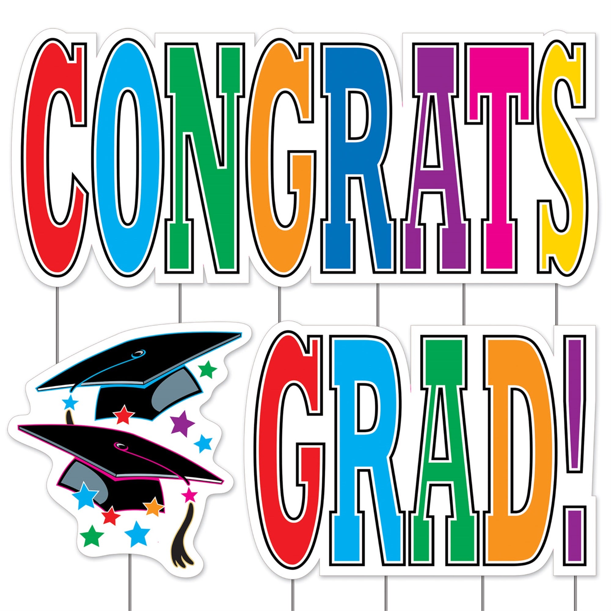 Plas Jumbo Congrats Grad! Yard Sign Set, (Pack Of 4)