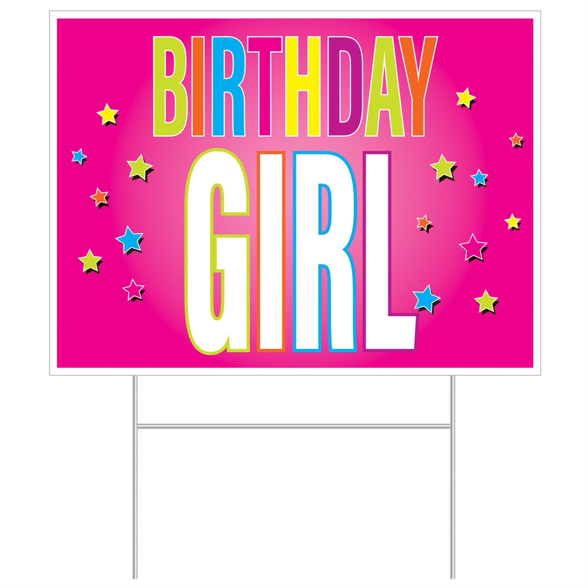 Plastic Birthday Girl Yard Sign, (Pack Of 6)