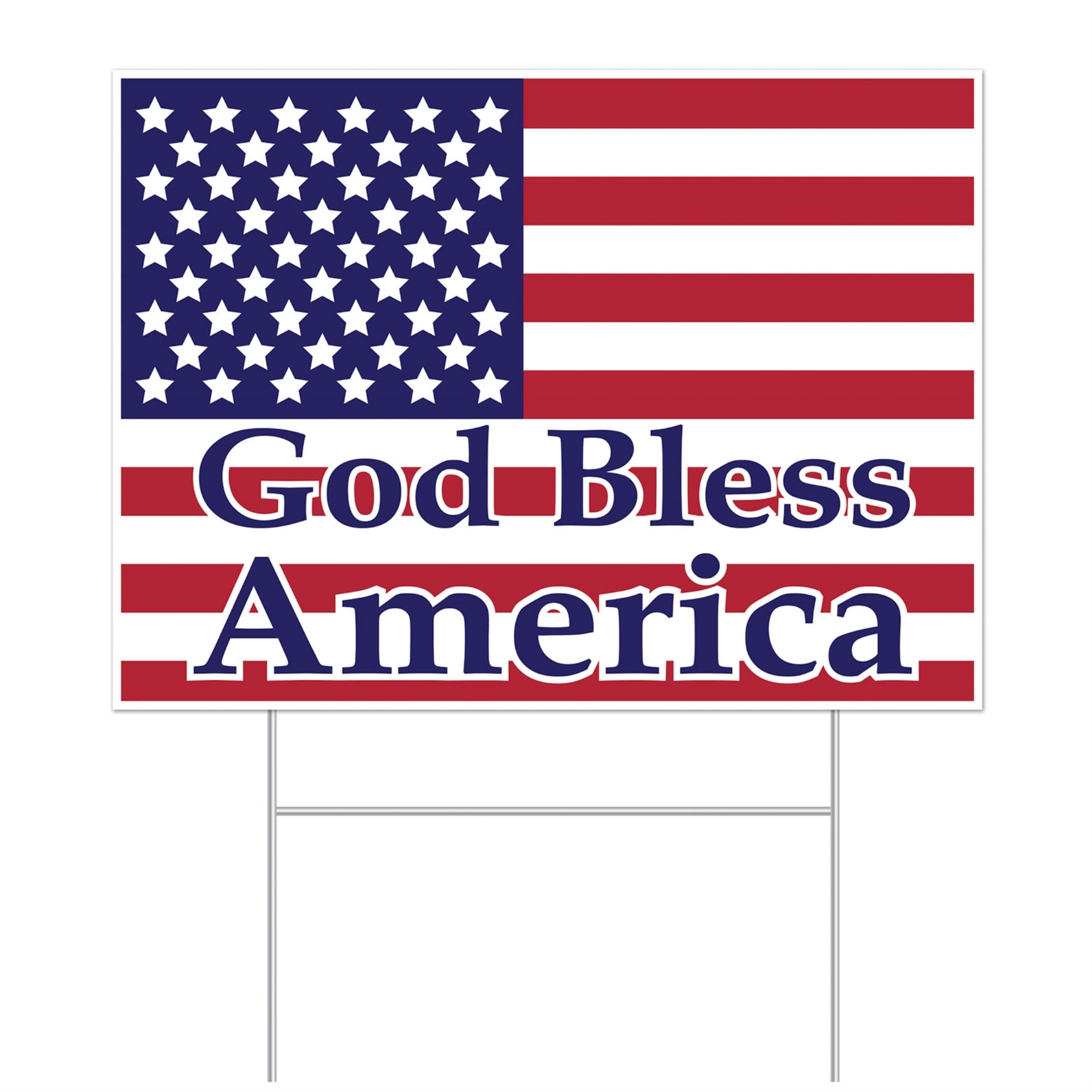 Plastic God Bless America Yard Sign, (Pack Of 6)