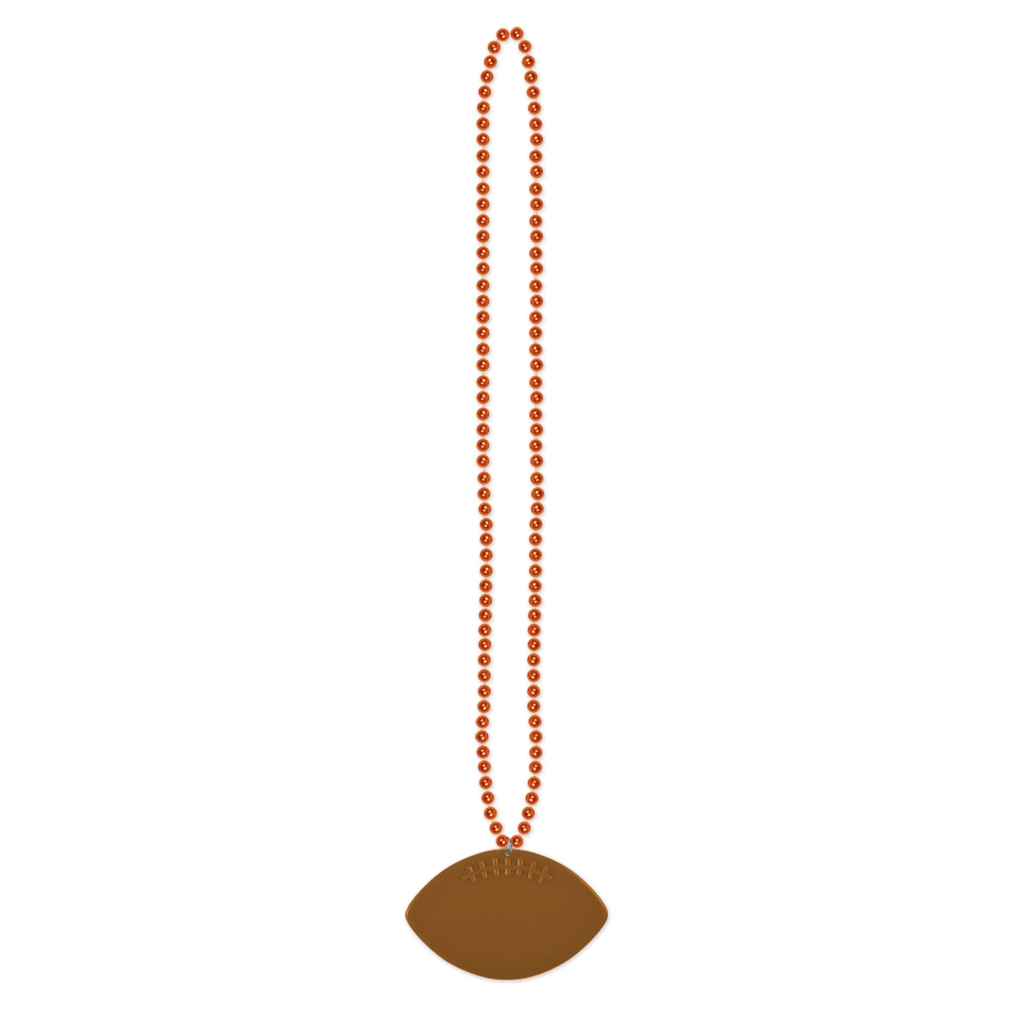 Beads W/Football Medallion Orange Pack Of 12