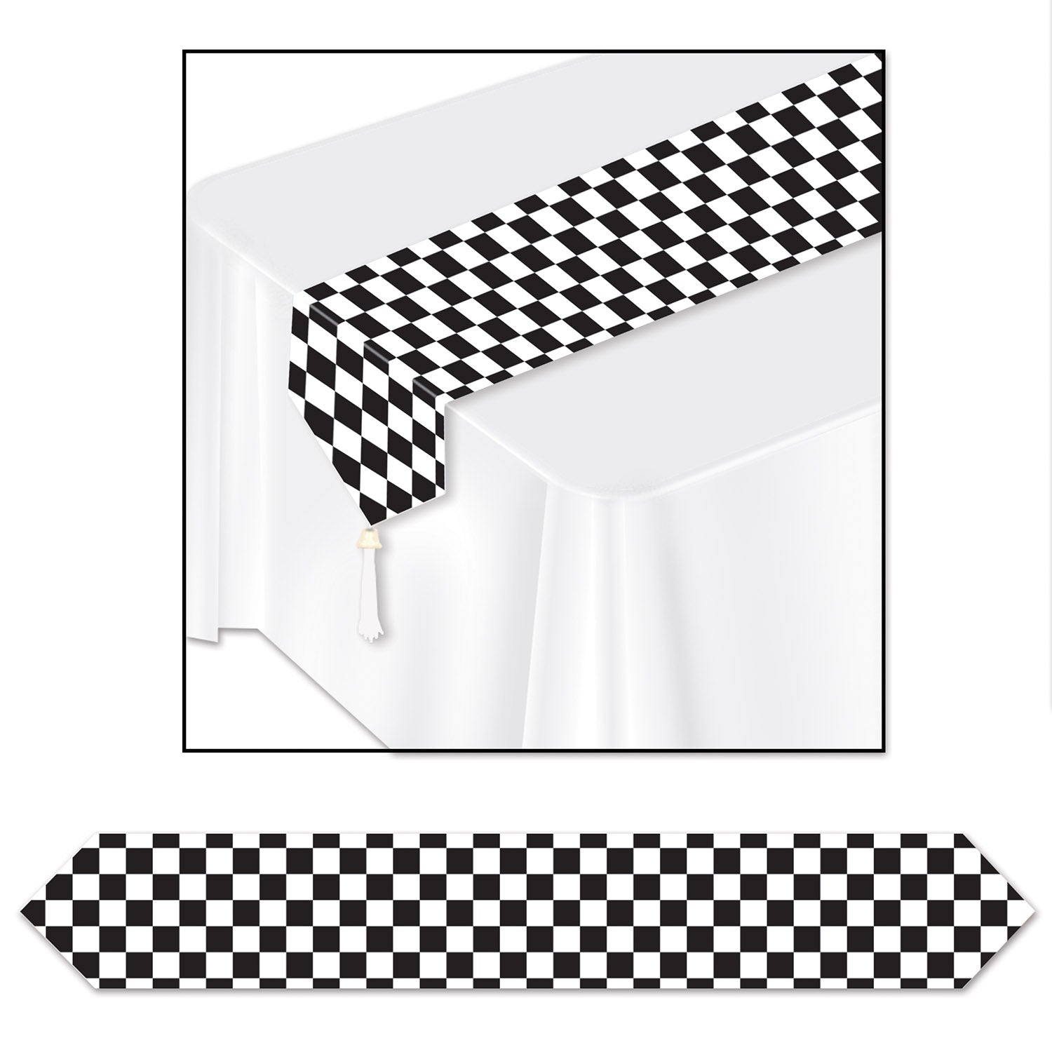 Printed Checkered Table Runner (Pack of 12)