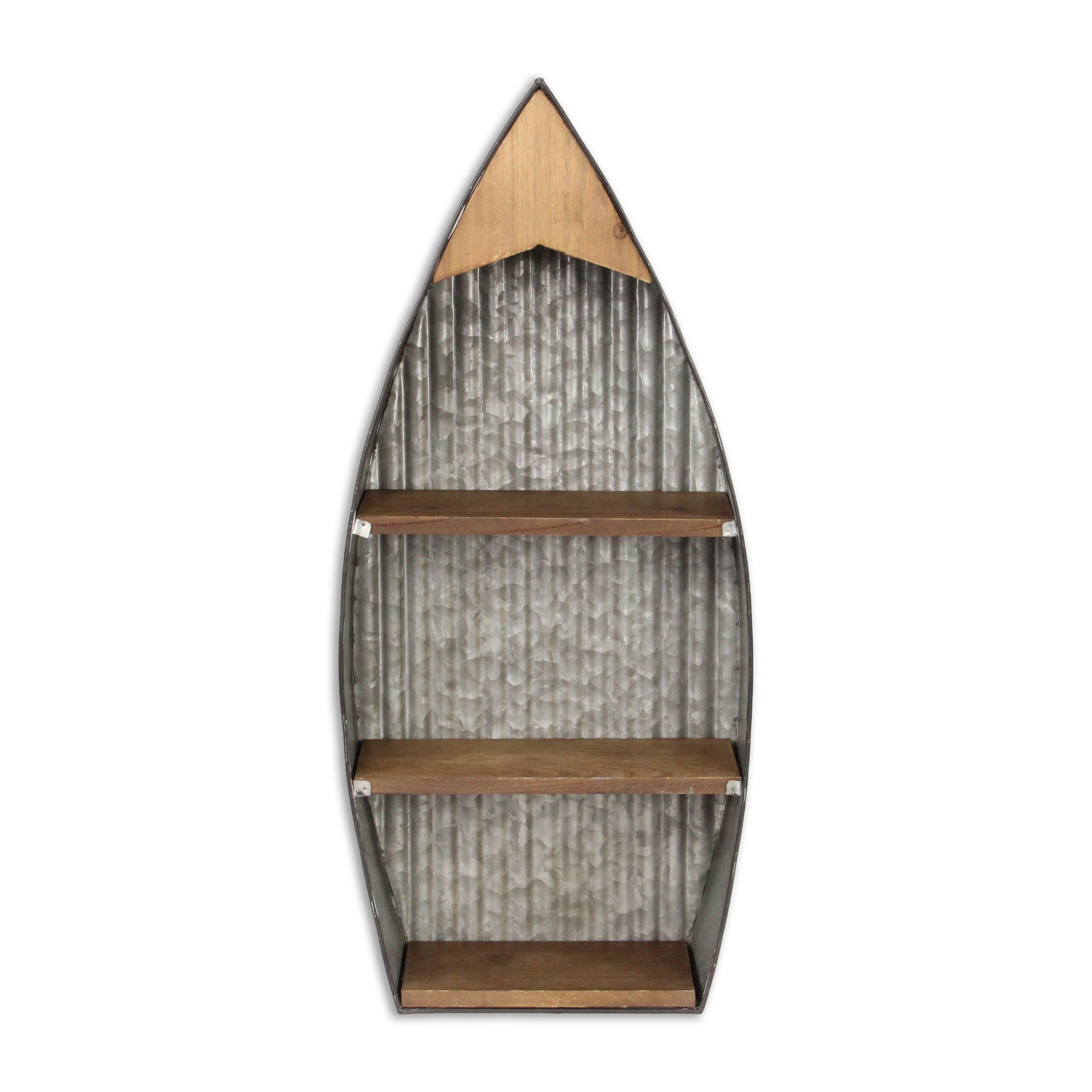 Alessia Galvanized & Wood Hanging Boat Shelf