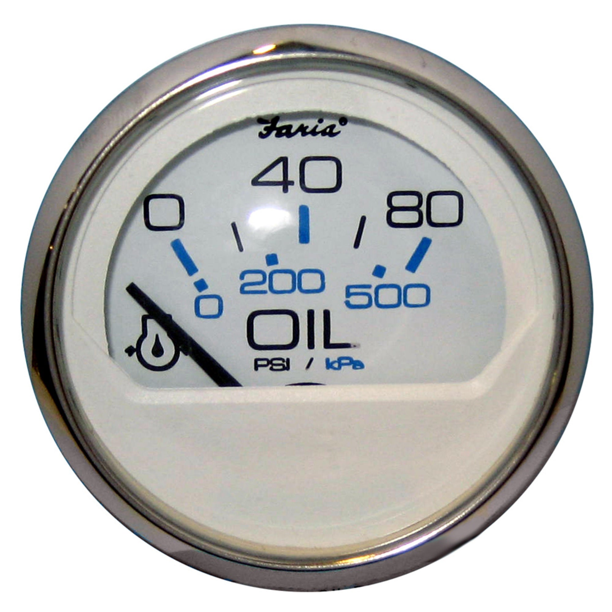 Faria Chesapeake White Ss 2' Oil Pressure Gauge 80 Psi