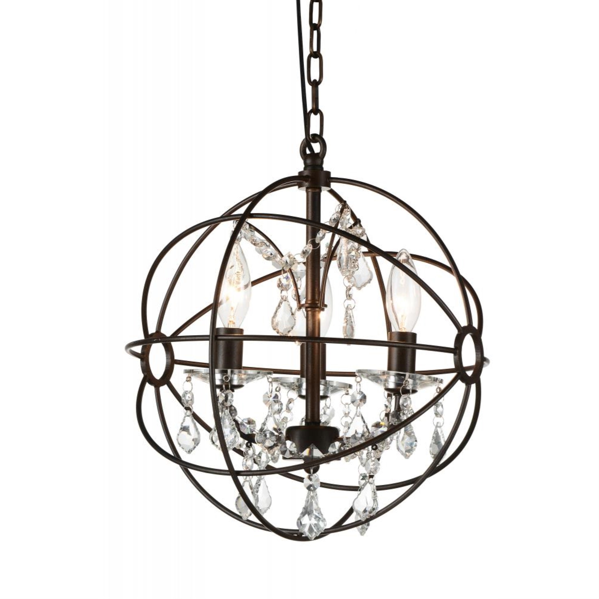3 Light Up Mini Chandelier With Brown Finish
