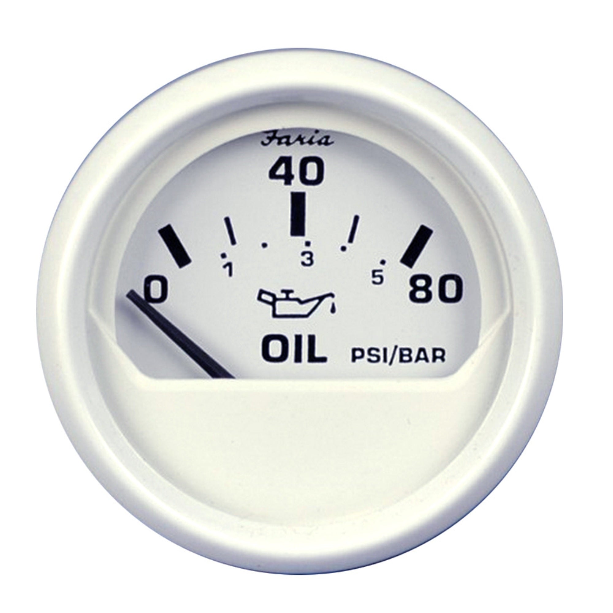 Faria Dress White 2' Oil Pressure Gauge 80 Psi