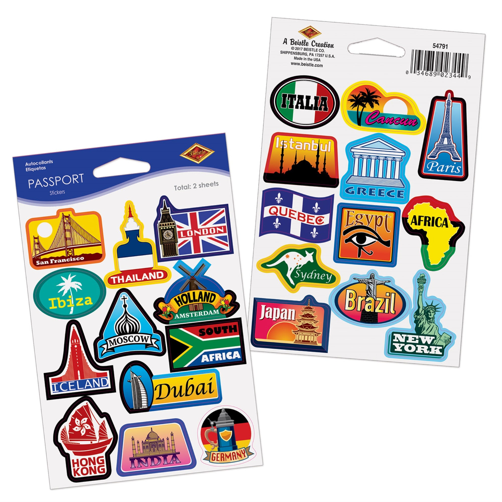 Passport Stickers, (Pack Of 12)