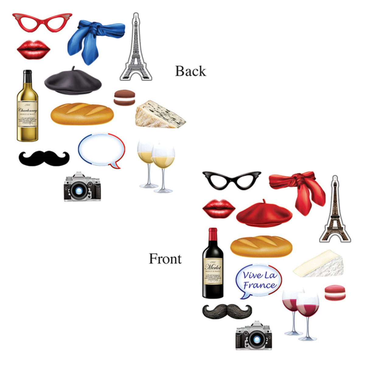 French Photo Fun Signs, (Pack Of 12)