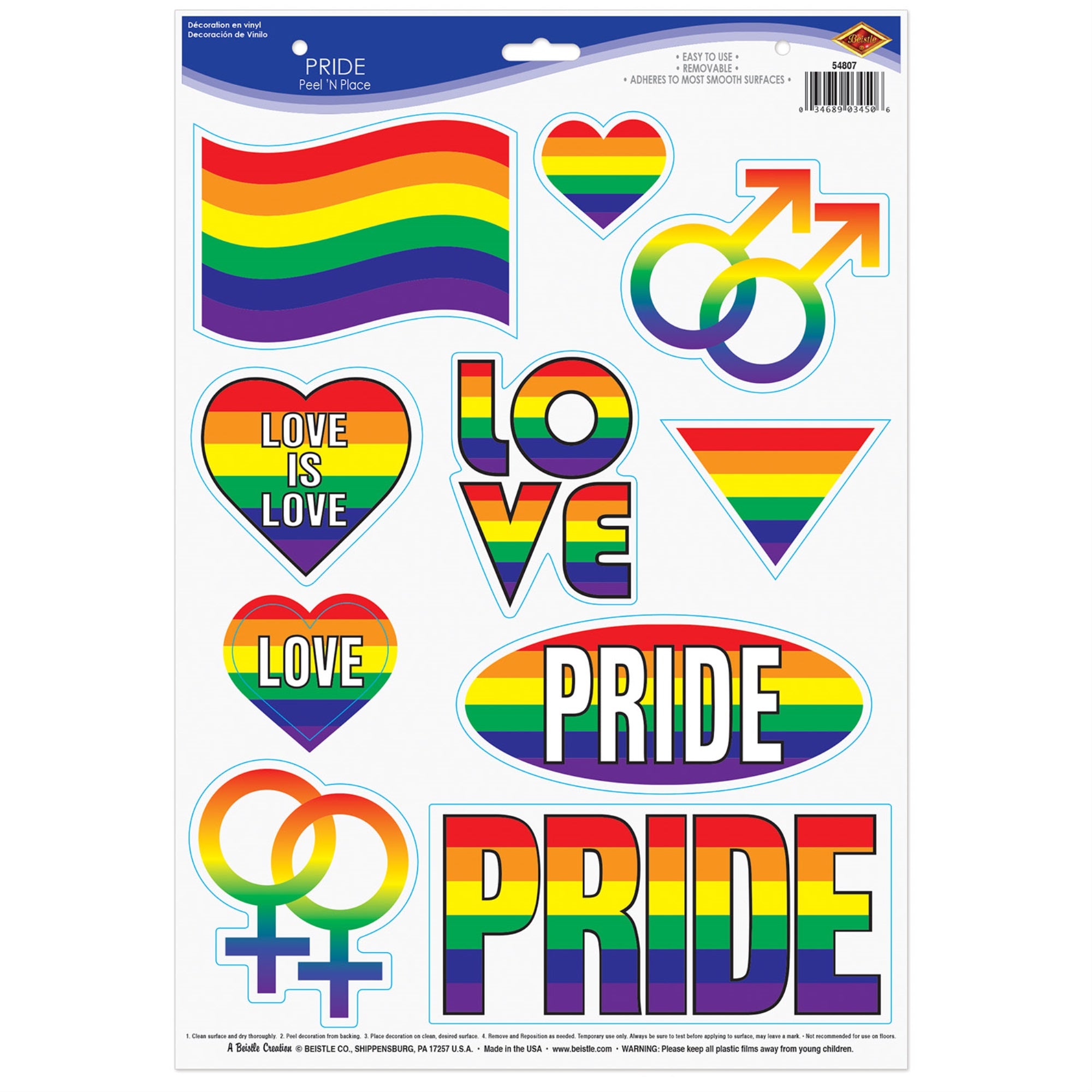 Pride Peel N Place, (Pack Of 12)