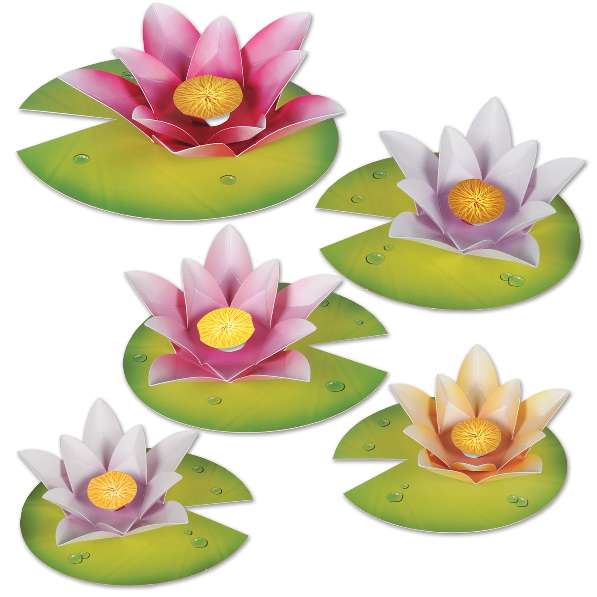 Water Lily Paper Flowers, (Pack Of 12)