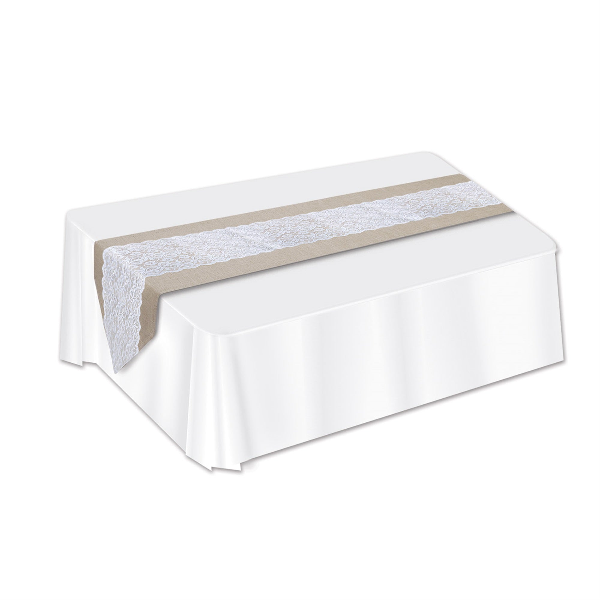 Lace & Burlap Table Runner, (Pack Of 12)