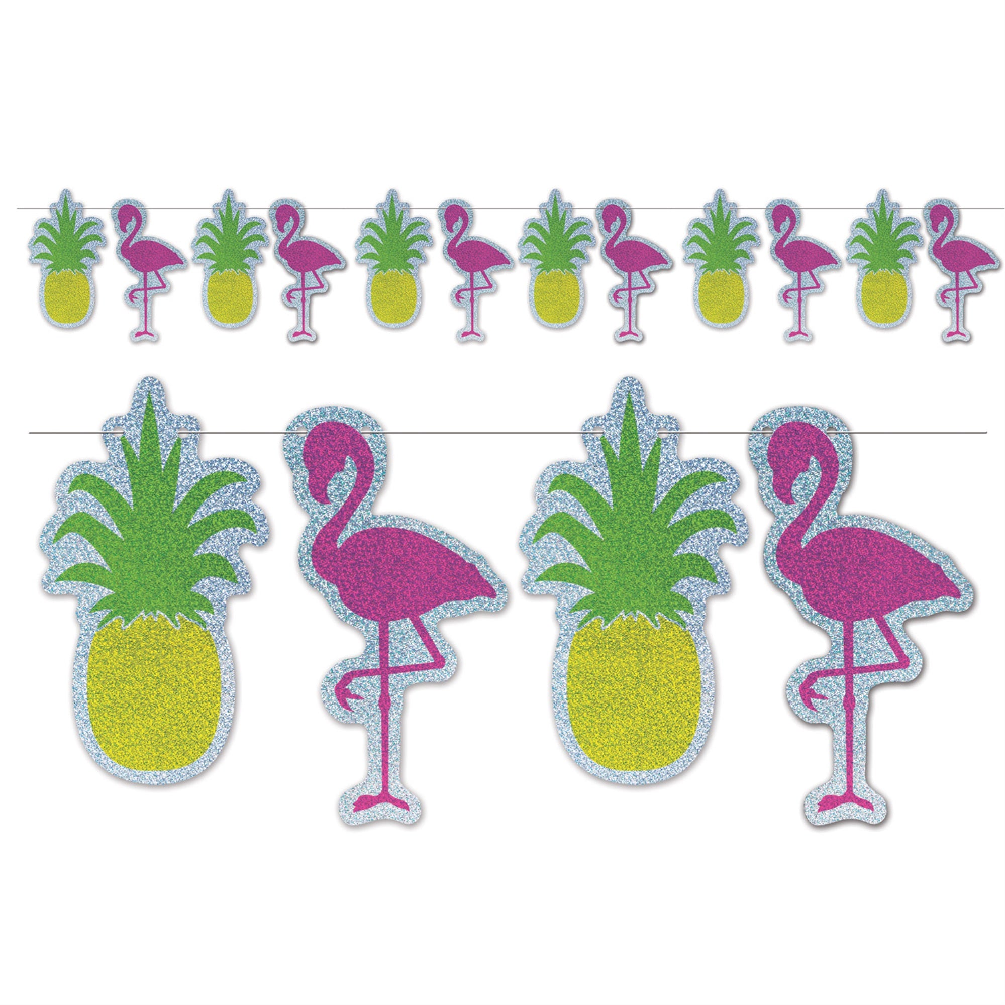 Flamingo & Pineapple Streamer, (Pack Of 12)