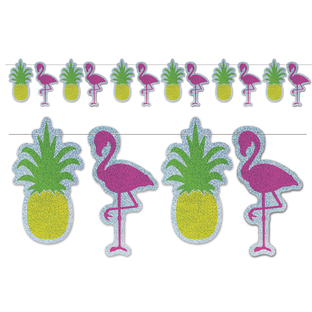 Flamingo & Pineapple Streamer, (Pack Of 12)