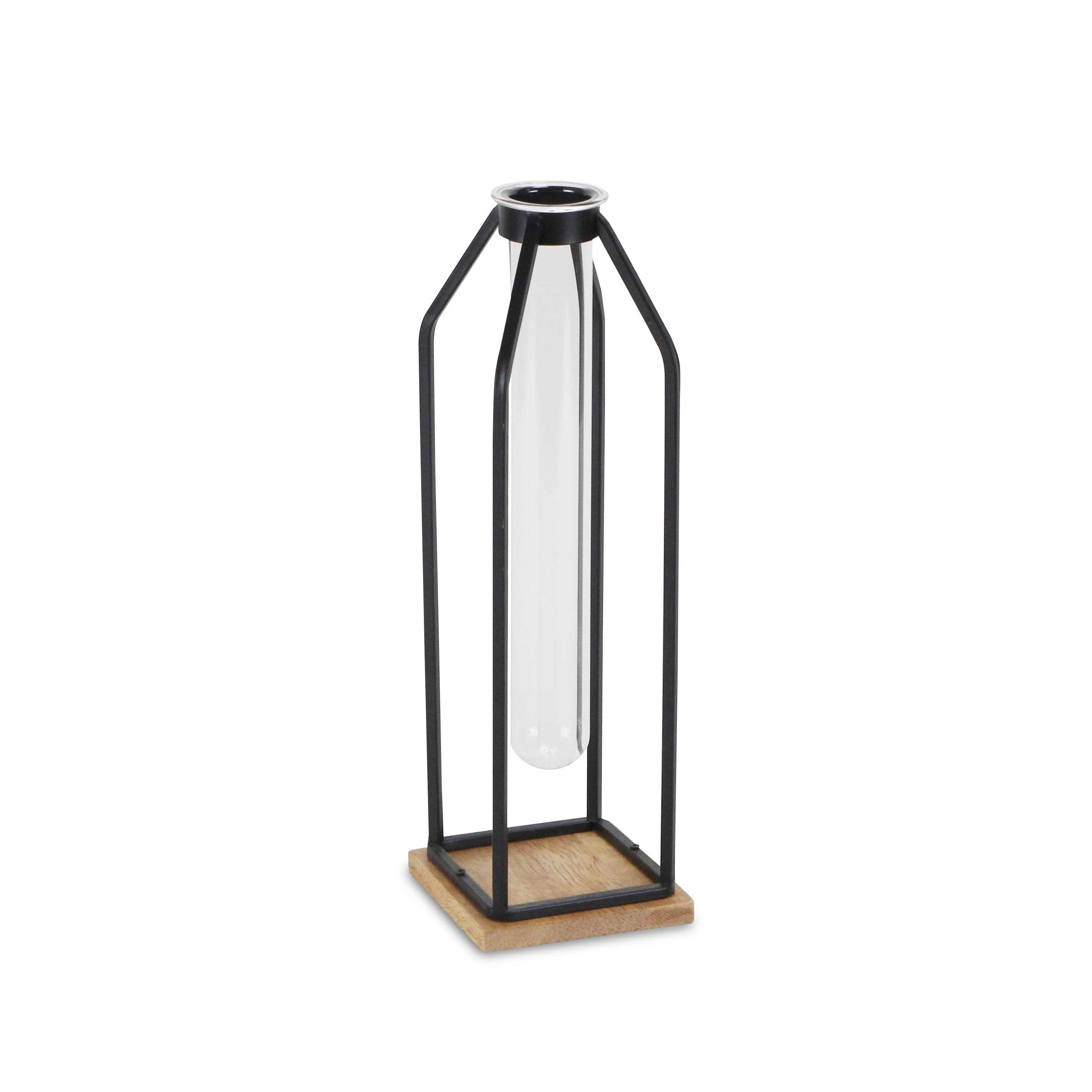 Adrie Modern Black Glass Tube Stand Decor - Large