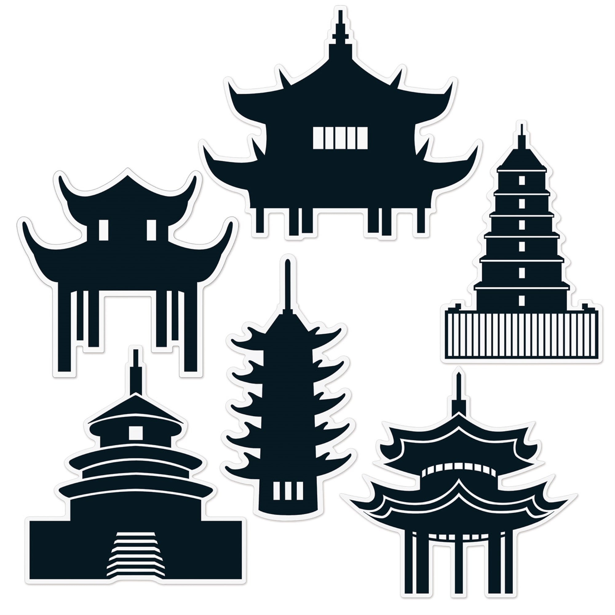 Pagoda Silhouettes, (Pack Of 12)