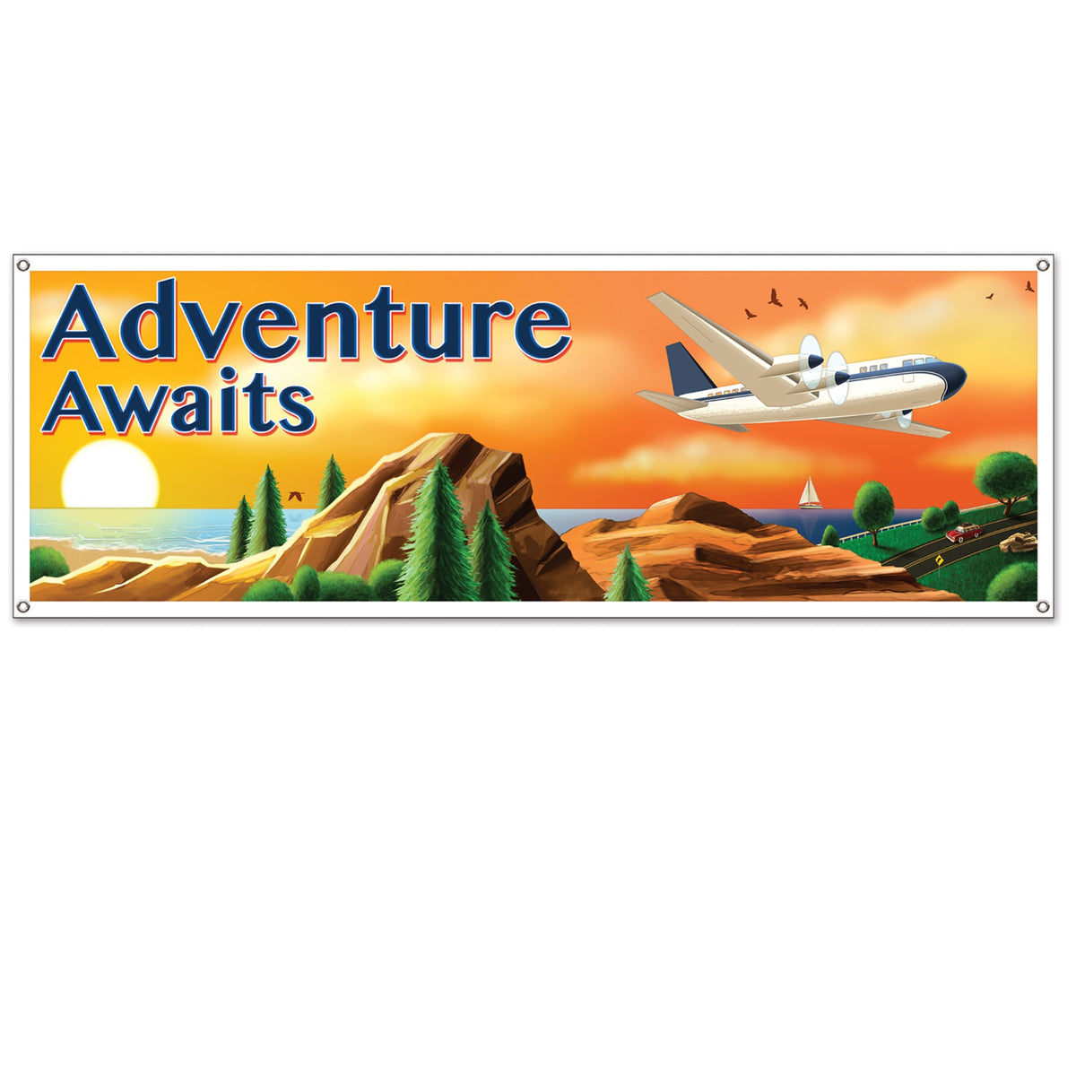 Around The World Sign Banner, (Pack Of 12)