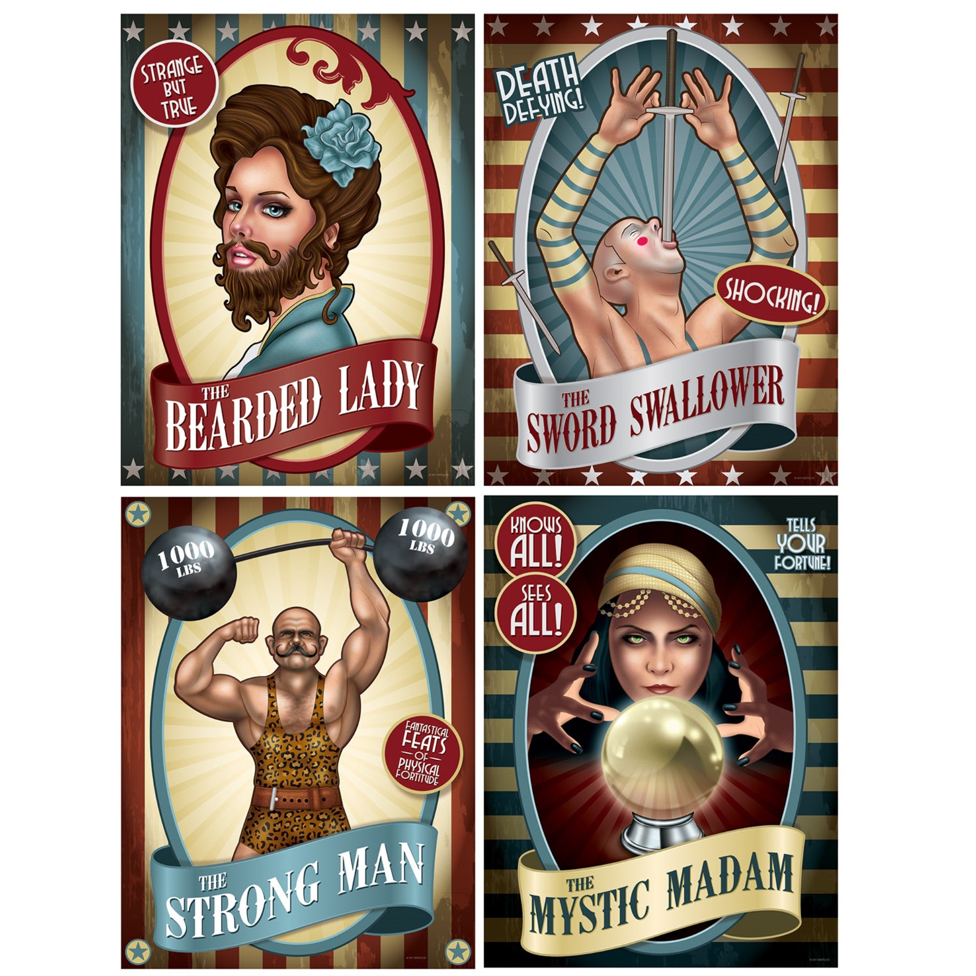 Vintage Circus Poster Cutouts, (Pack Of 12)