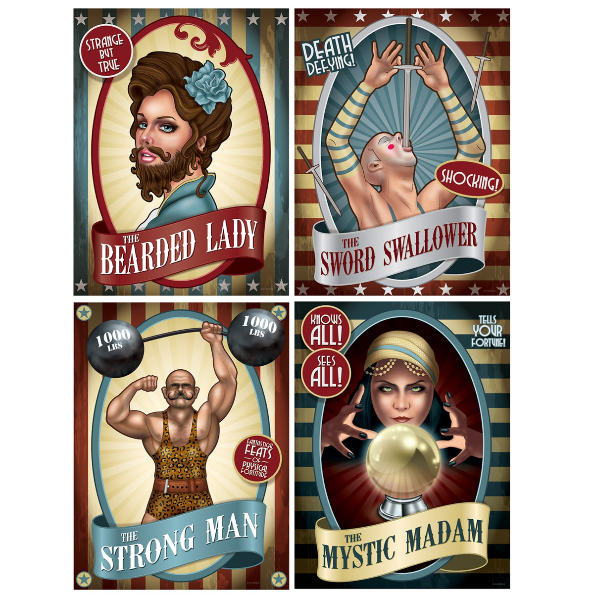 Vintage Circus Poster Cutouts, (Pack Of 12)