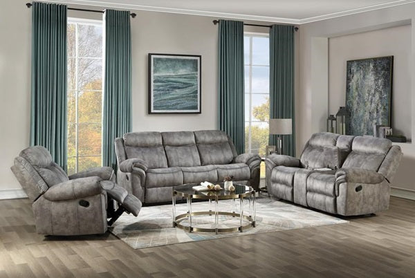 Glider Recliner - 2-Tone Gray Velvet Vietnam