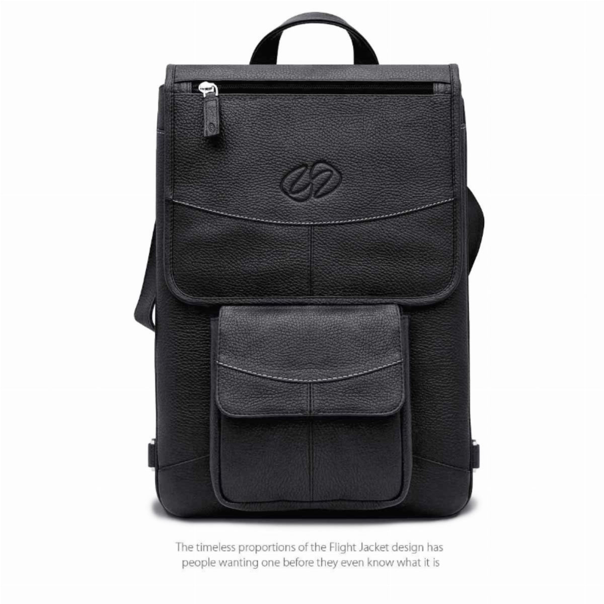 15' Maccase Premium Leather Macbook Pro  Flight Jacket  With Backpack Opt - Black
