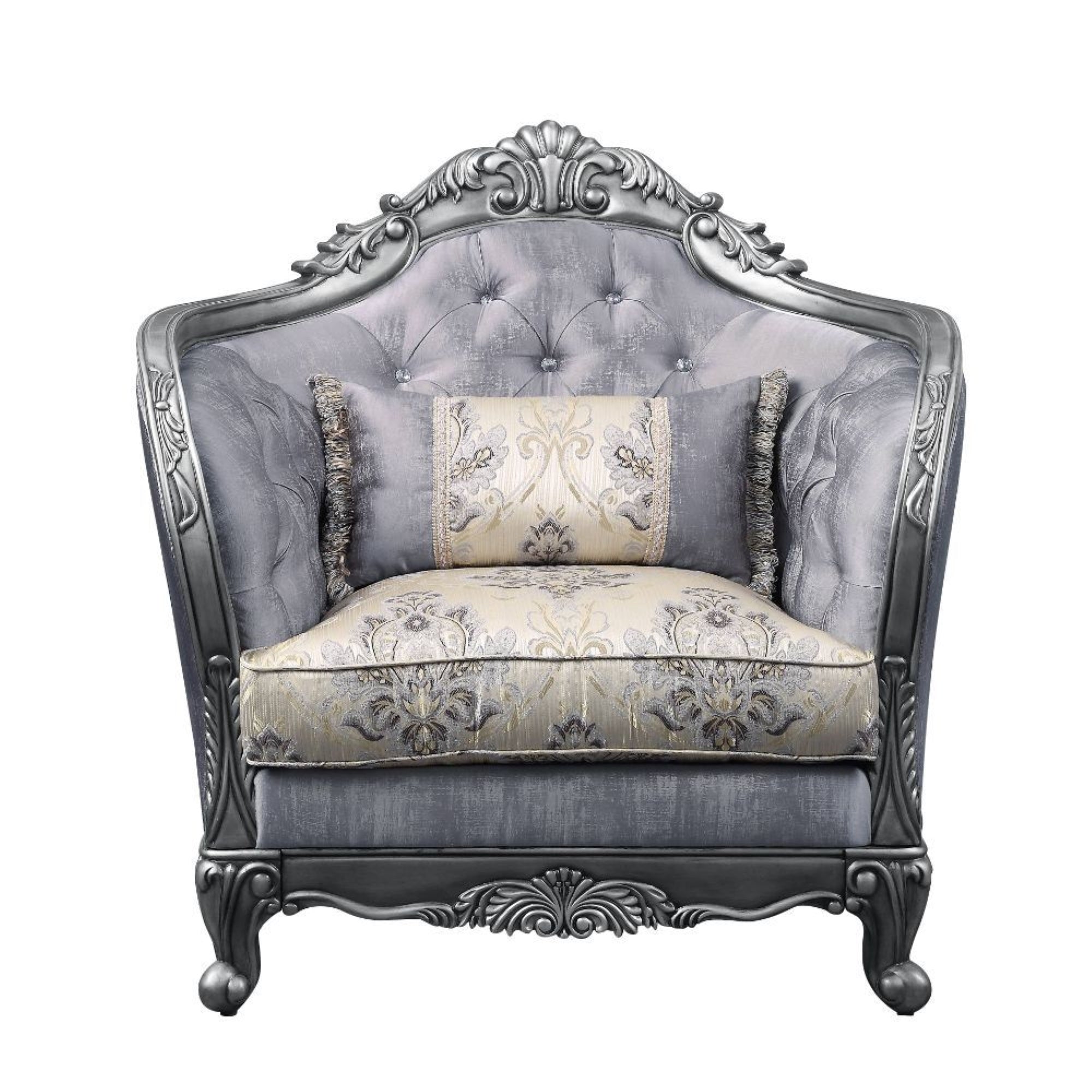 Chair w/1 Pillow, Fabric & Platinum