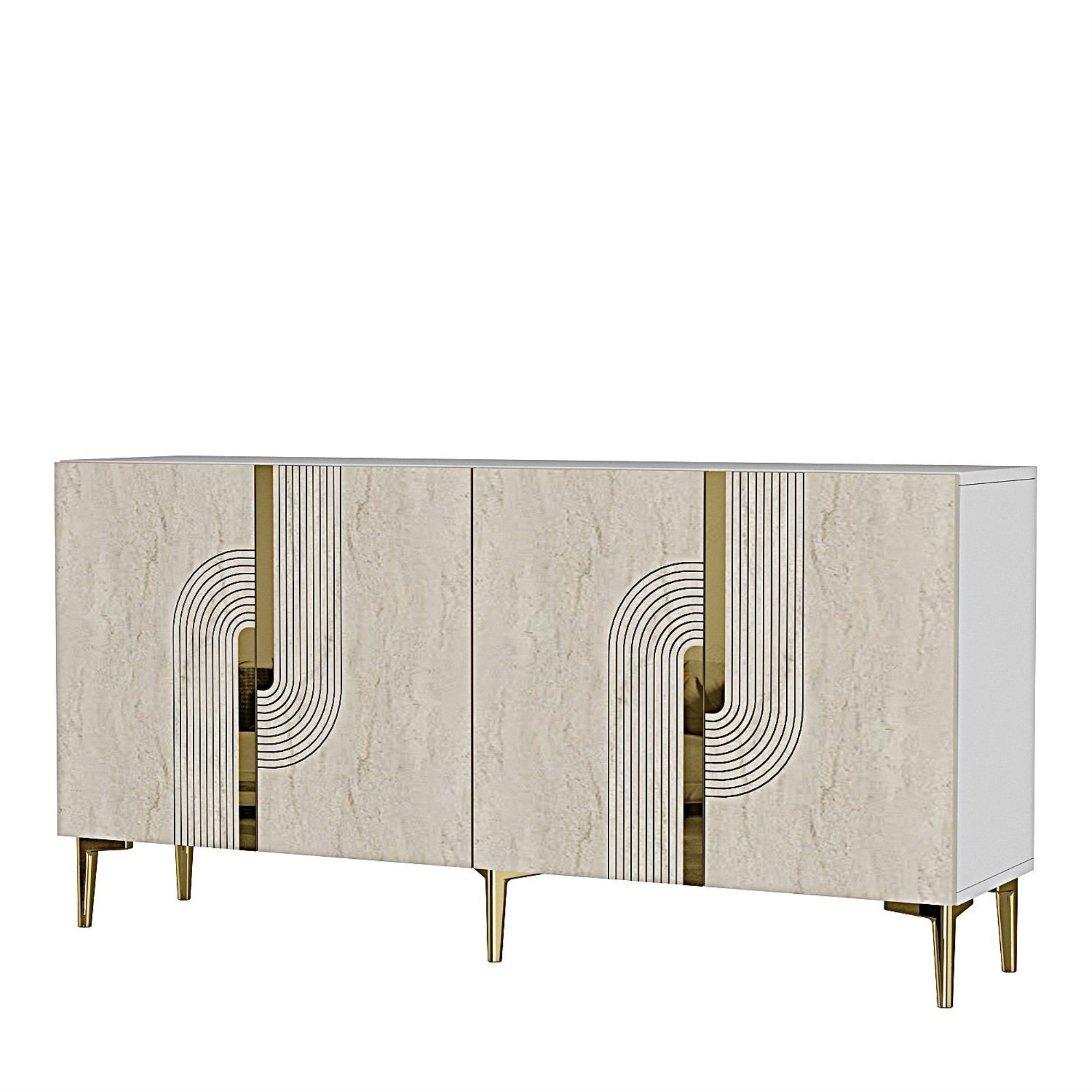 Asir Group 555CHM1349 Console, WhiteTravertineGold
