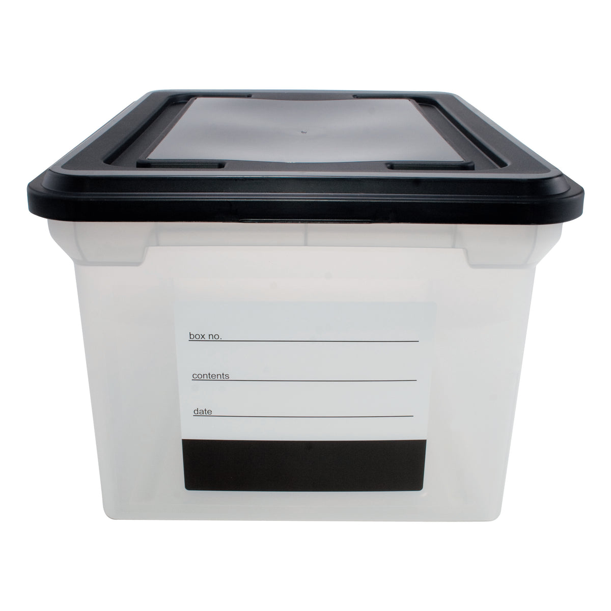 File Tote With Contents Label, Clear Base With Black Lid