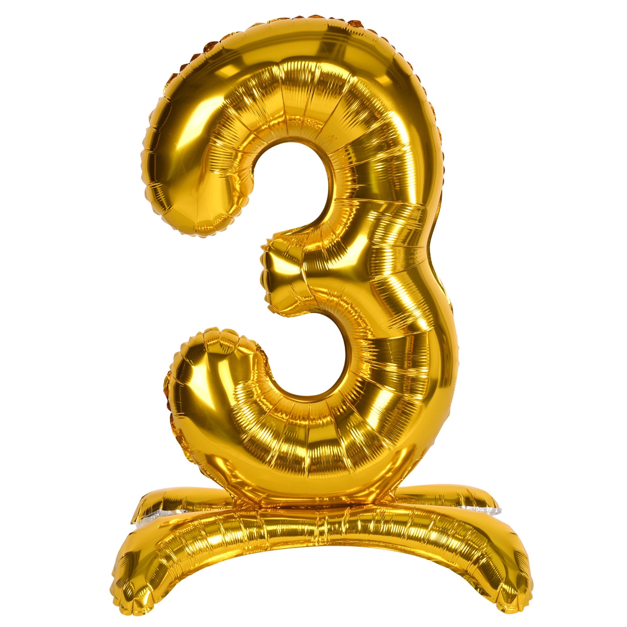Self-Standing Balloon Number  3  Gold; Assembly Required Pack Of 6
