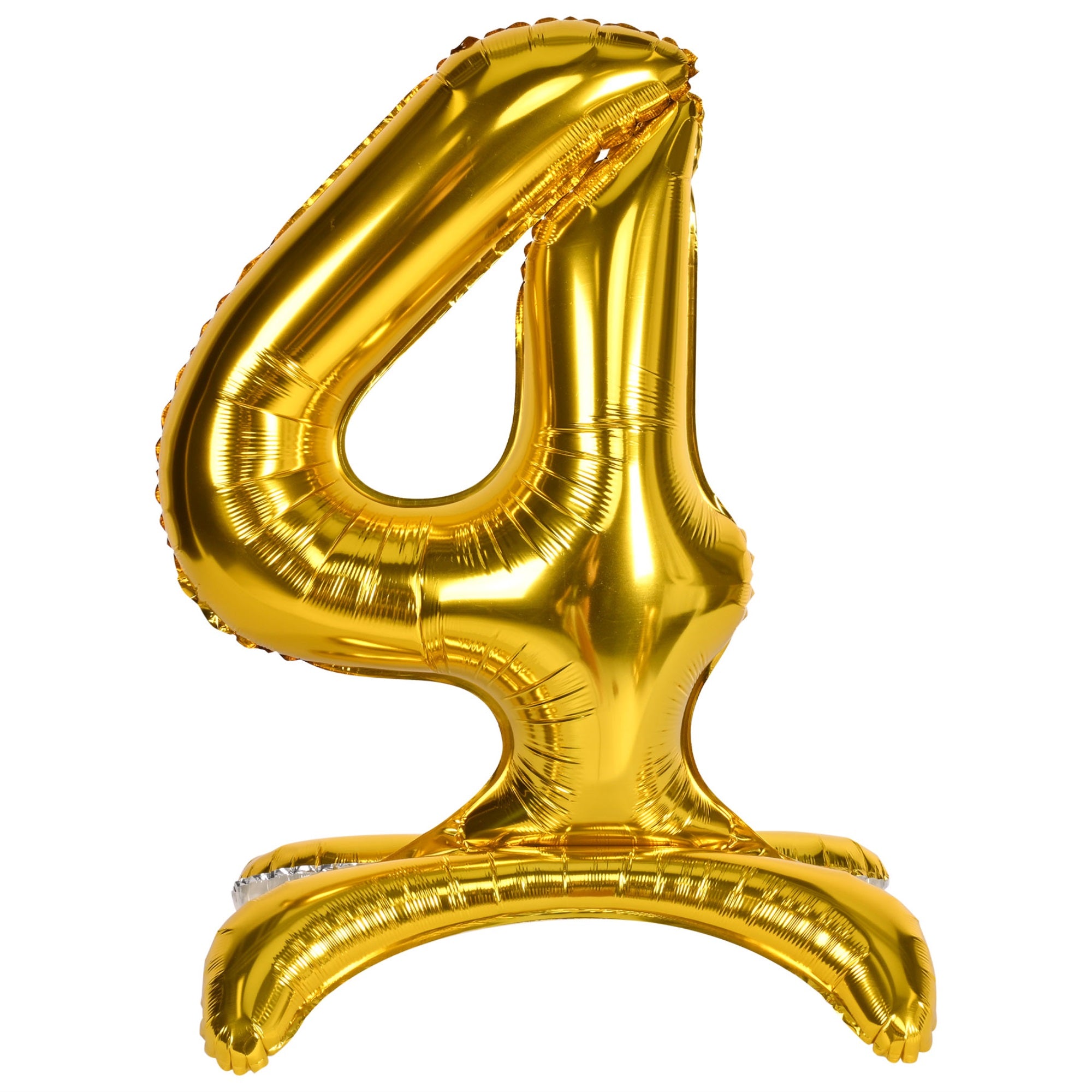 Self-Standing Balloon Number  4  Gold; Assembly Required Pack Of 6