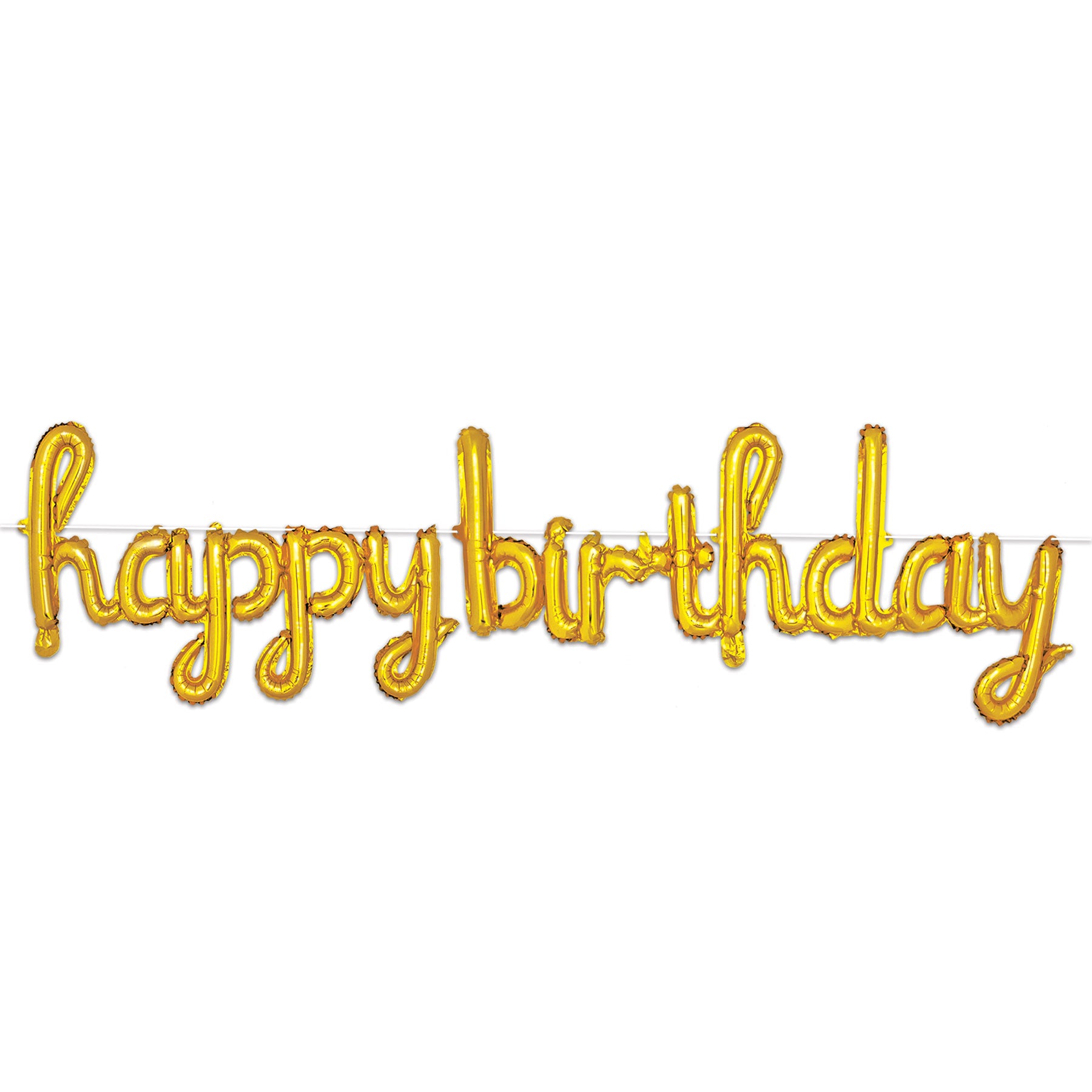 Script Happy Birthday Balloon Streamer gold; assembly required Pack of 6