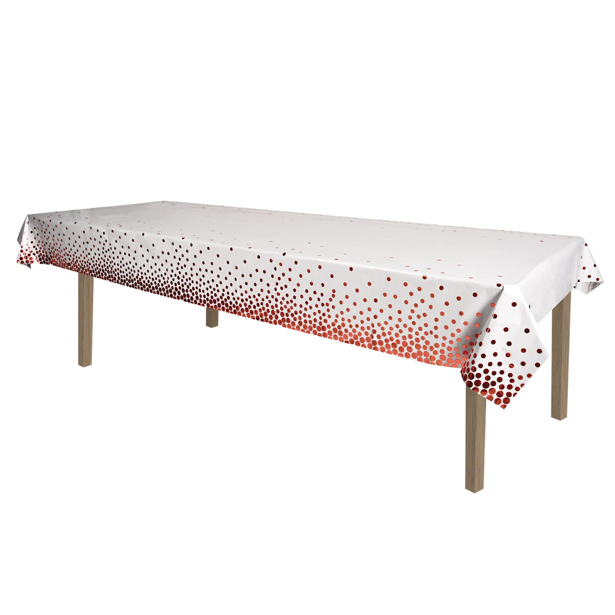 Metallic Polka Dots Tablecover White W/Rose Gold Polka Dots; Metallized Plastic Pack Of 12