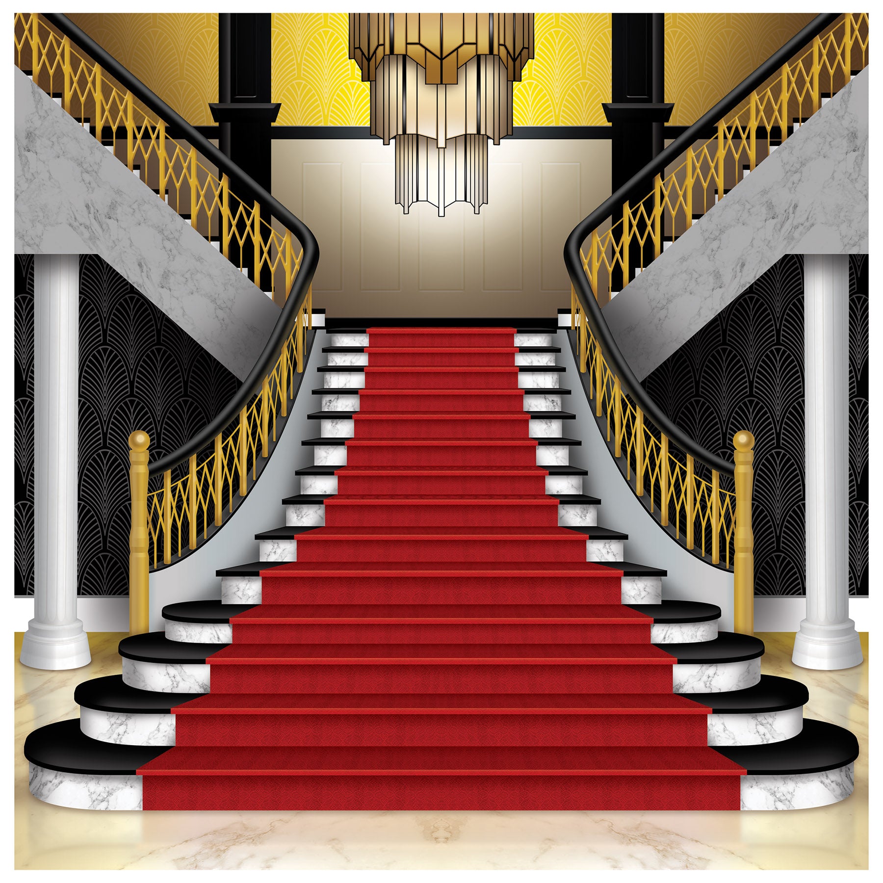 Red Carpet Grand Staircase Photo Prop 2 pieces create 1 photo prop; easel attached; assembly required Pack of 1