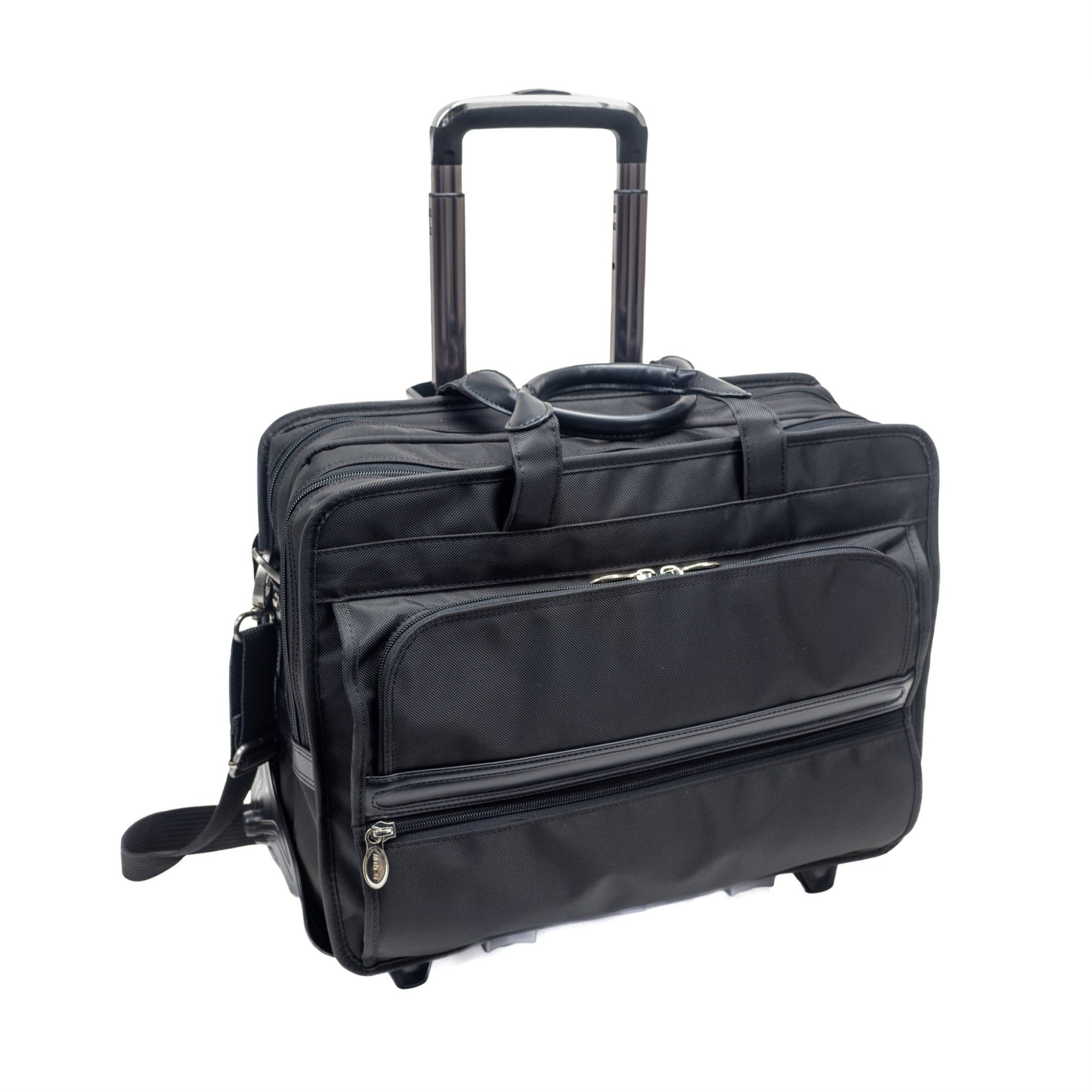 P Series | Franklin | 15.6 Nylon Patented Detachable -Wheeled Laptop Briefcase - Black
