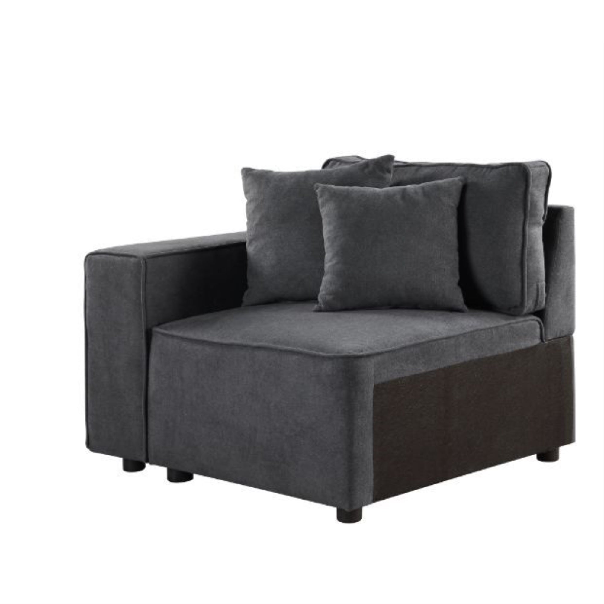 Yardlio Modular Left Facing Chair w/2 Pillows, Gray Fabric - Innovative Seating Arrangements, Flexibility, Pocket Coil Seating, Elegant & Functional Living Space