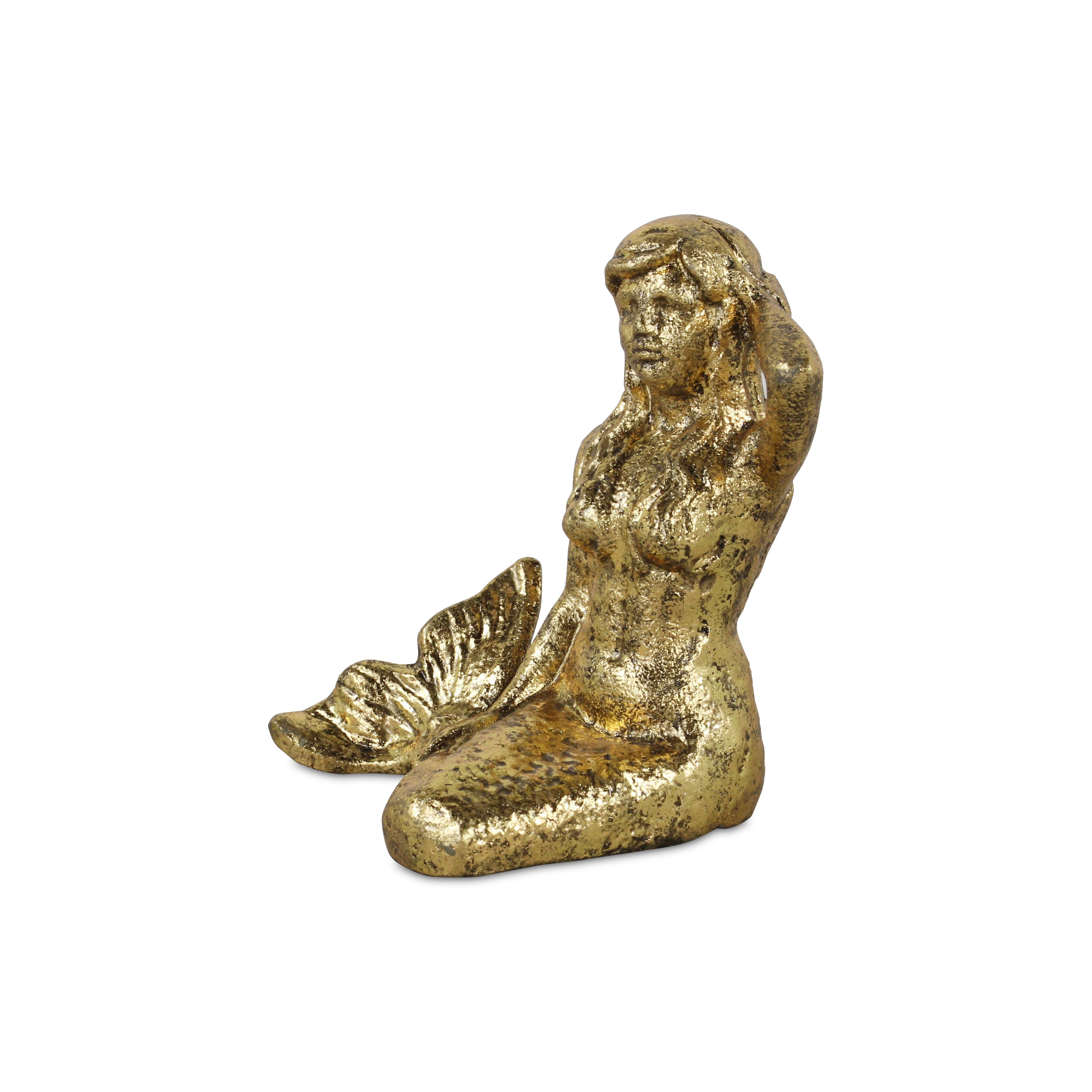 Ceili Golden Cast Iron Mermaid Statue