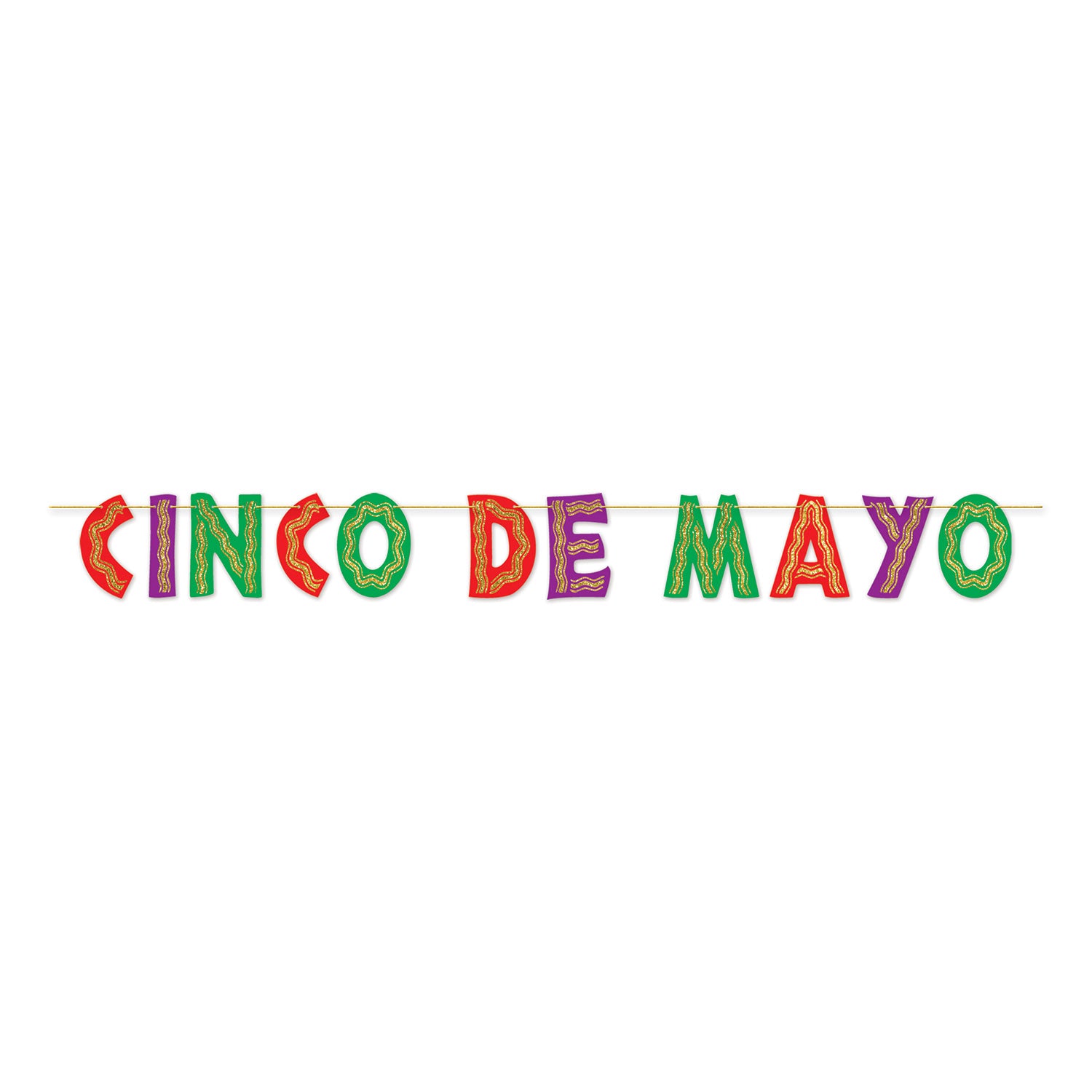 Glittered Cinco De Mayo Streamer (Pack of 12)