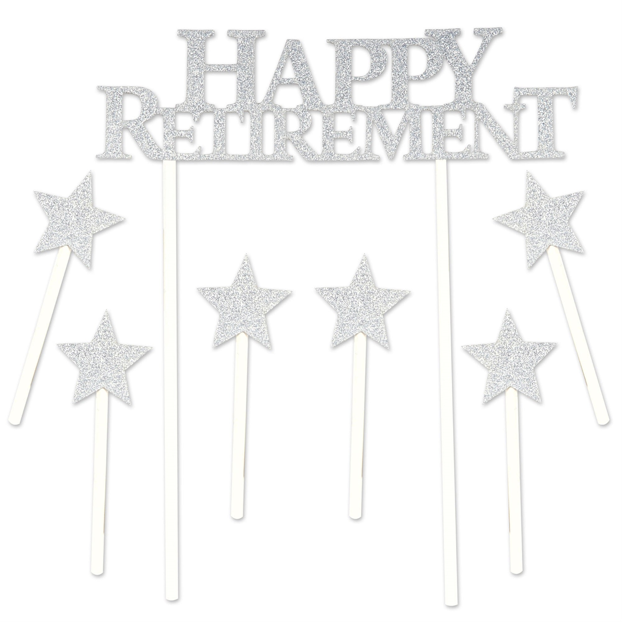 Happy Retirement Cake Topper, (Pack Of 12)