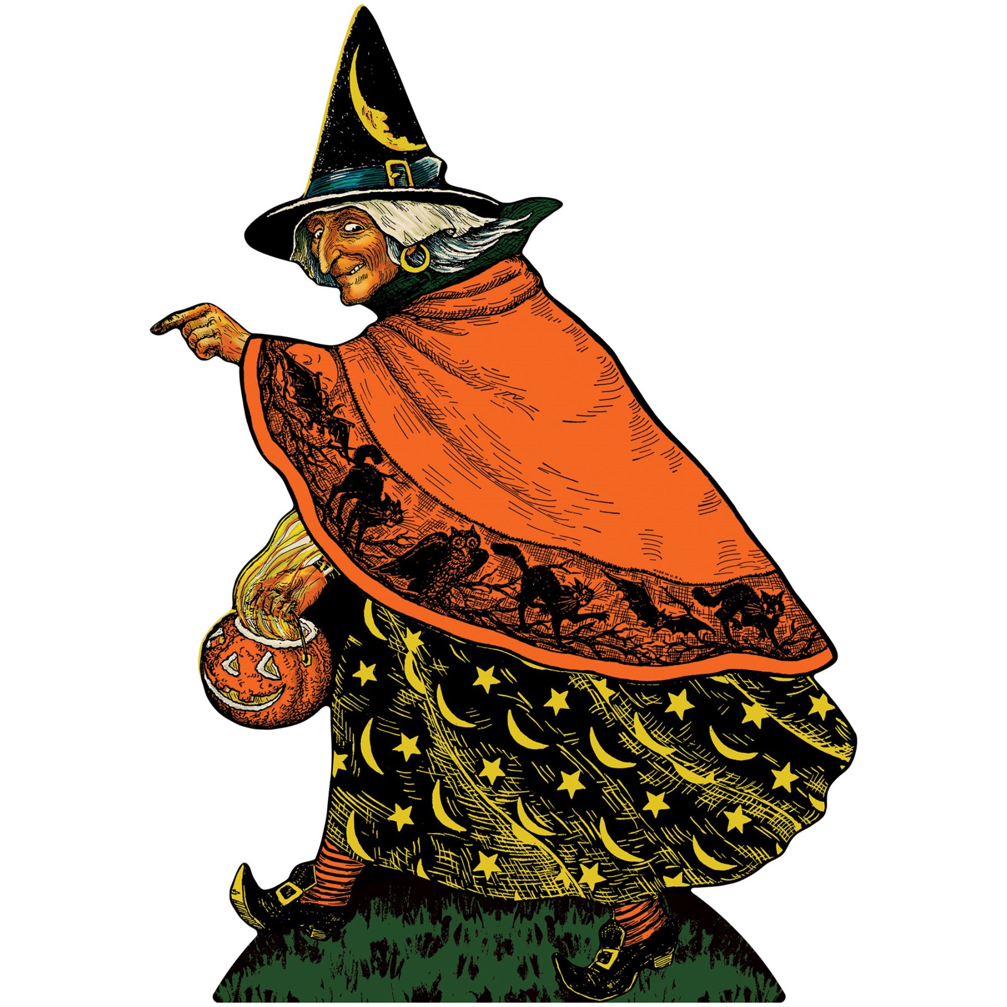 Vintage Halloween Witch Stand-Up Easel Attached; Assembly Required Pack Of 4