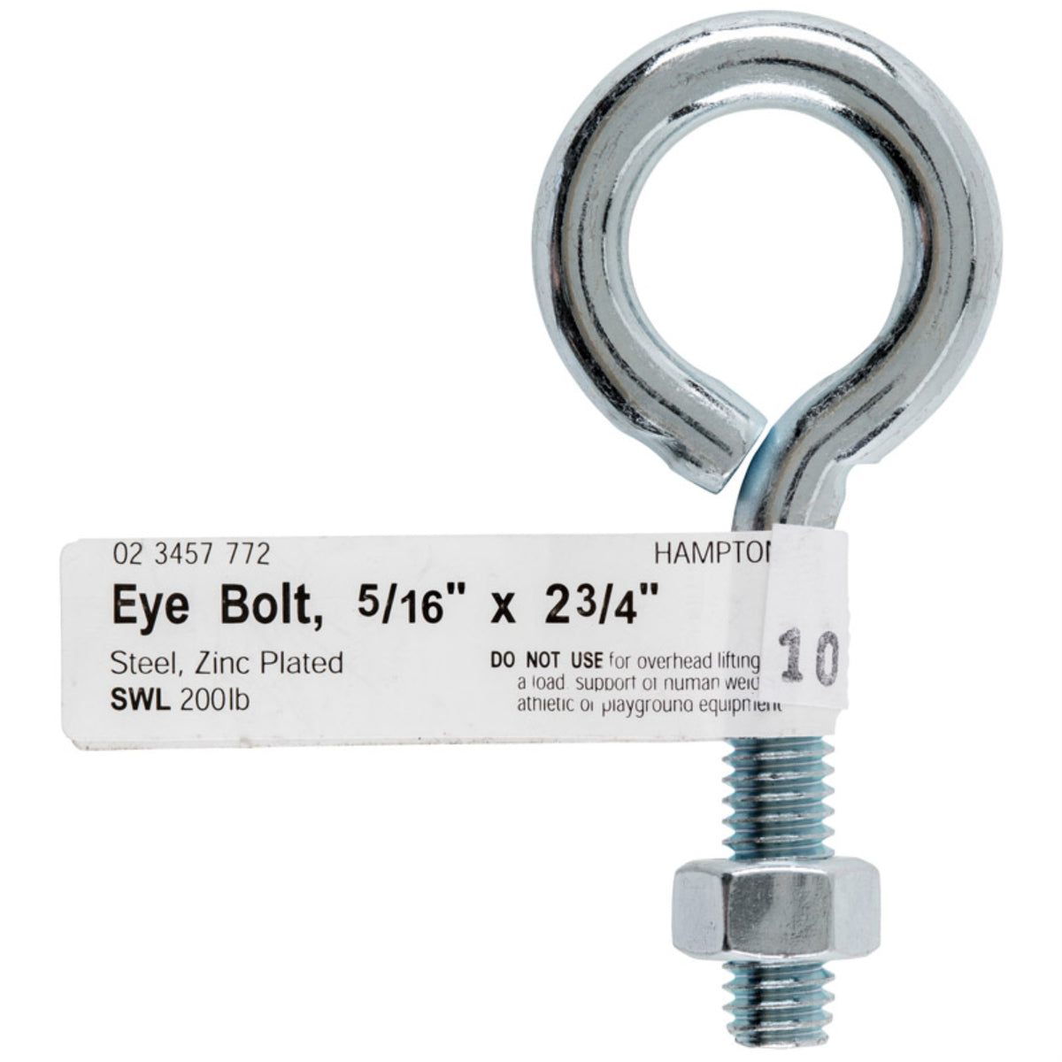 Bolt Eye W/Nut5/16X2.75 (Pack Of 10)
