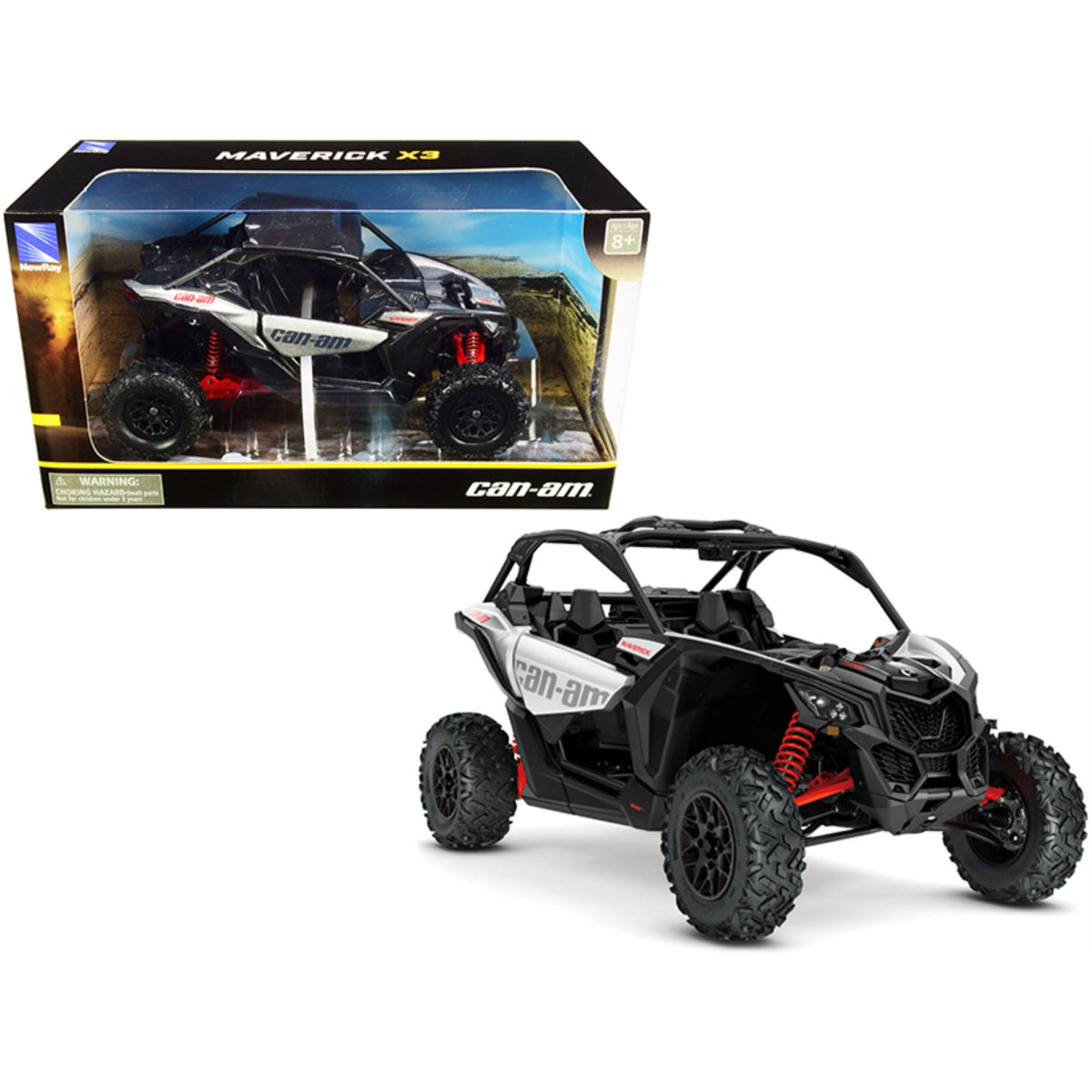 Can-Am Maverick X3 Atv Hyper Silver And Red 1/18 Diecast Model By New Ray