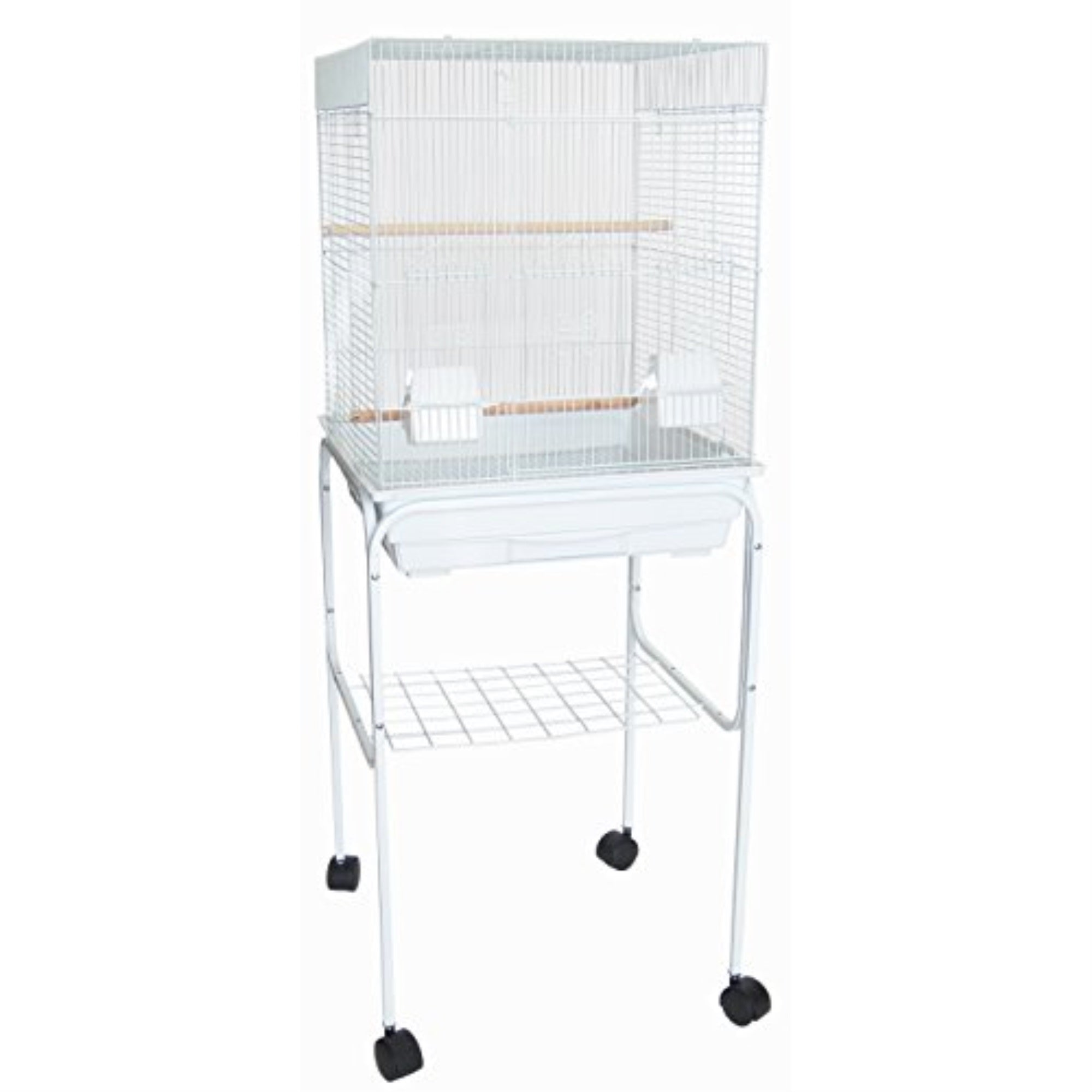 5824 3/8' Bar Spacing Squaretop Small Bird Cage With Stand - 18'X14' In White