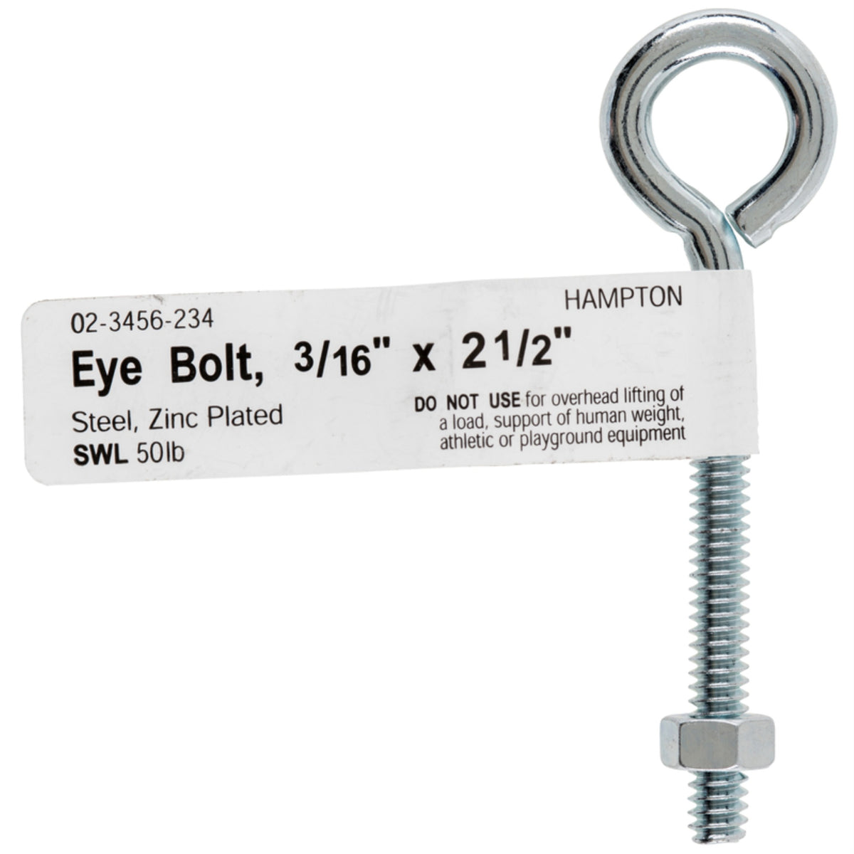 Bolt Eye W/Nut3/16X2.5 (Pack Of 10)