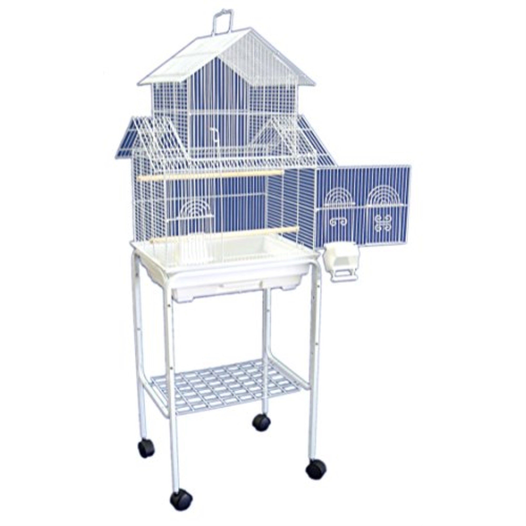 5844 3/8' Bar Spacing Pagoda Small Bird Cage With Stand - 18'X14' In White