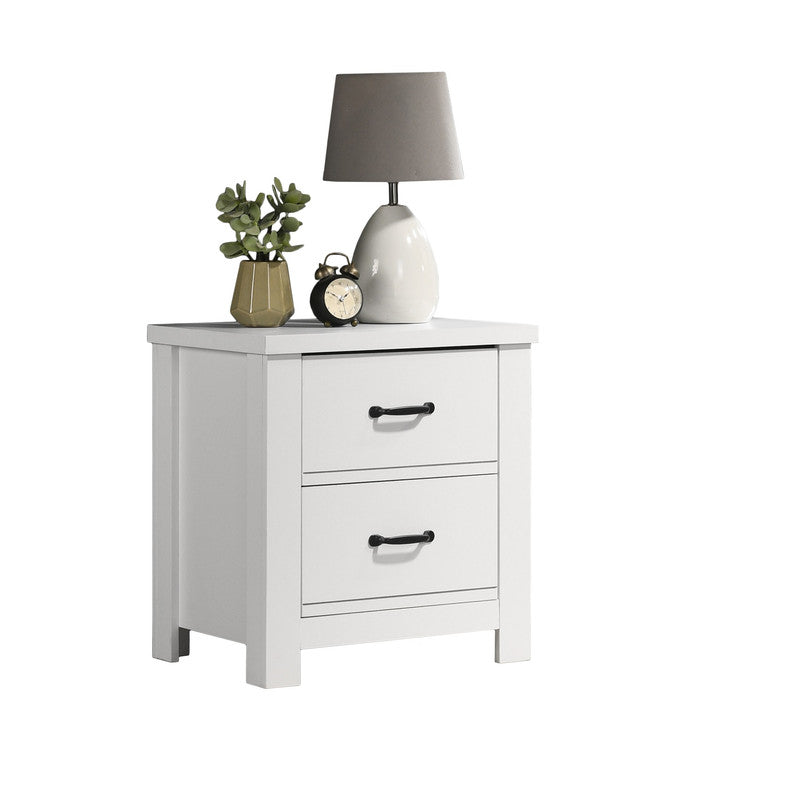 Cassini White 2-Drawer Nightstand Bedside Table
